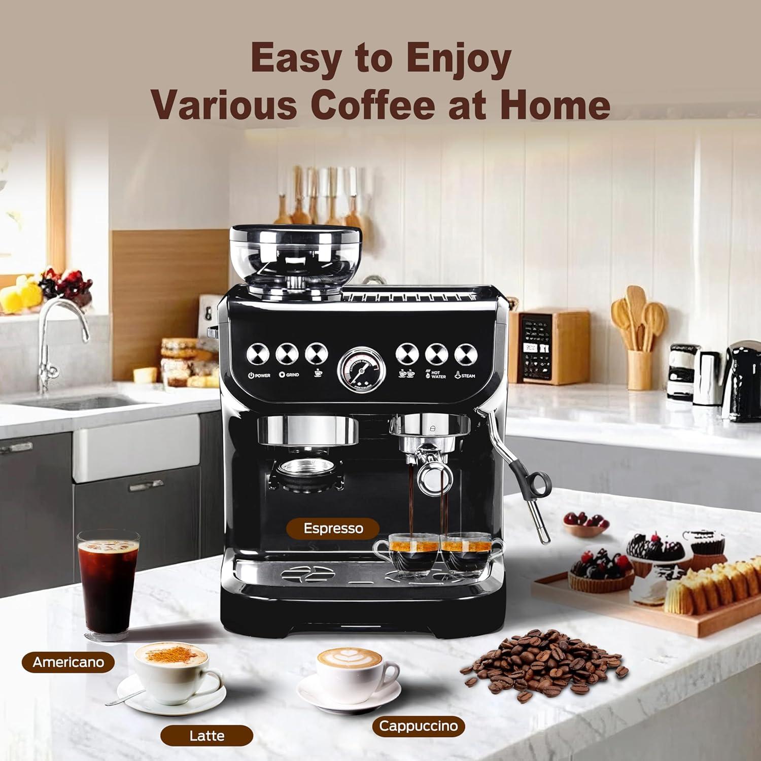 Máquina de Espresso Mirox AC-517EA 15 Bar con Molino y Vaporizador