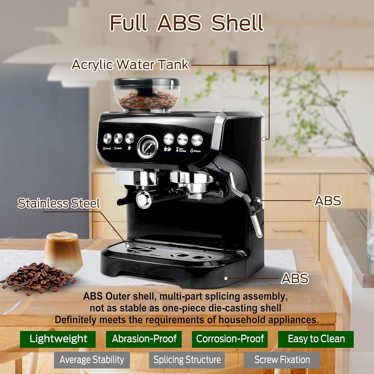 Máquina de Espresso Mirox AC-517EA 15 Bar con Molino y Vaporizador