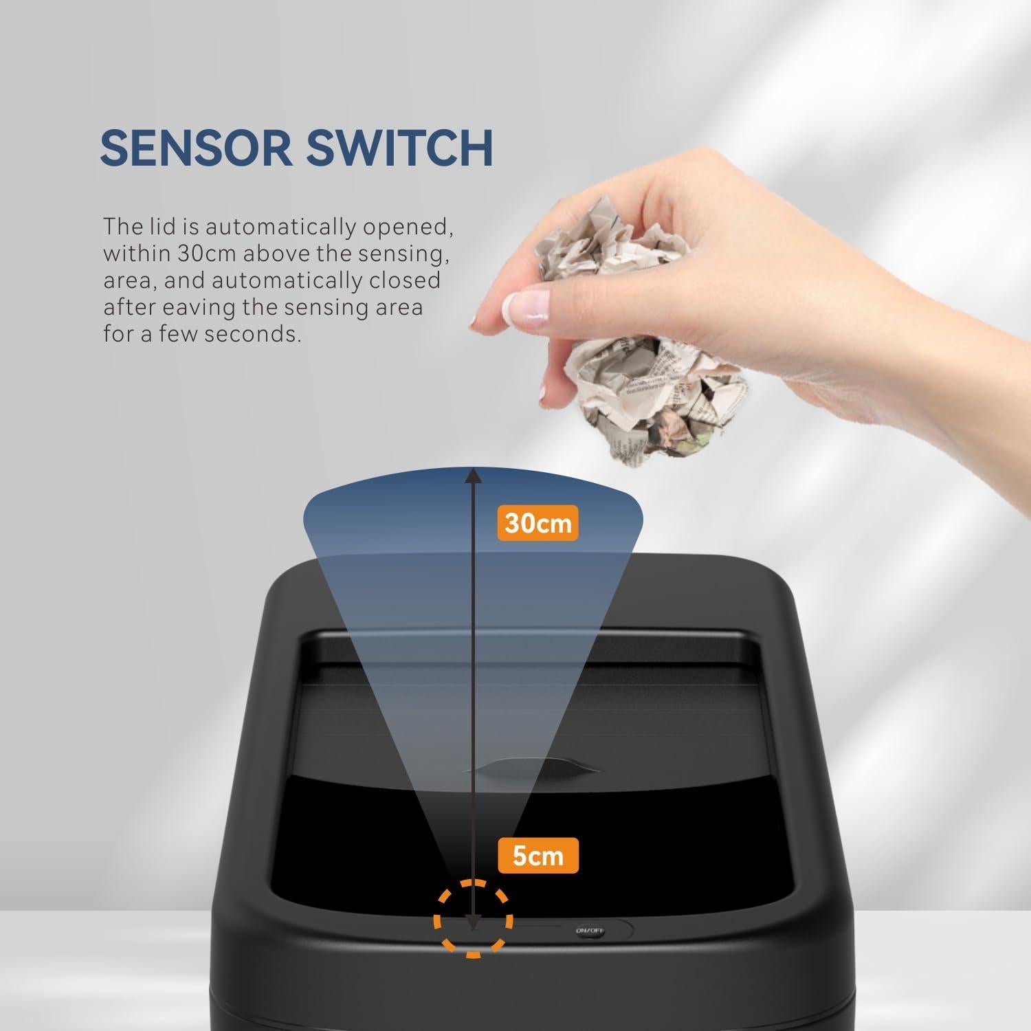 Cubo de Basura Automático ELLO&ALLO 50L Negro con Sensor