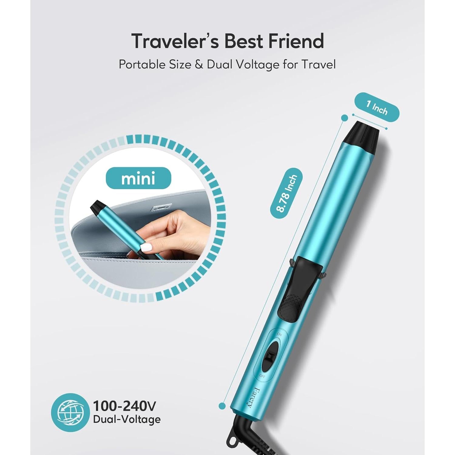 Plancha de Rizar Mini FARERY 1 Pulgada Doble Voltaje Viaje