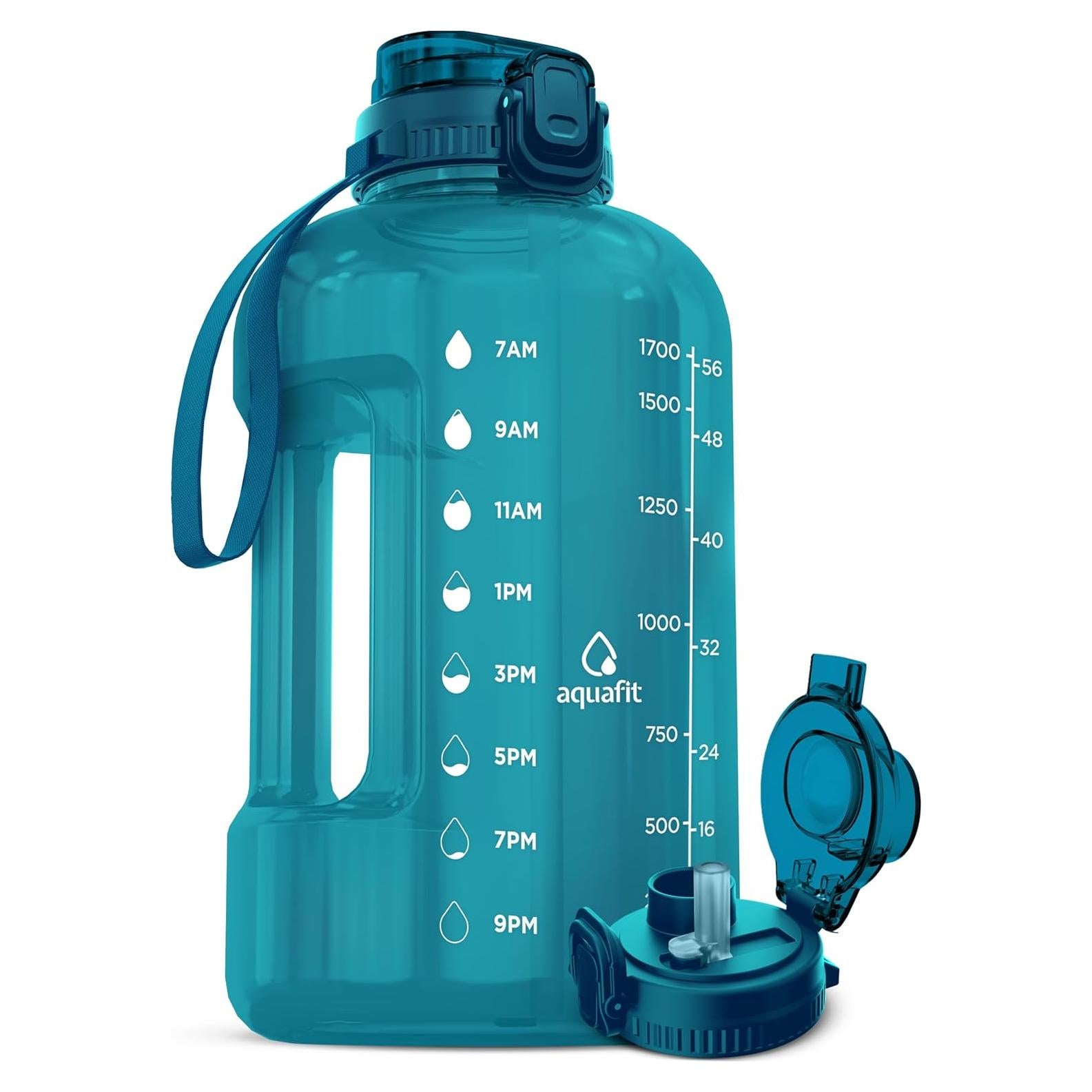 Botella de Agua AQUAFIT 1.81L con Marcador de Tiempo y Asa