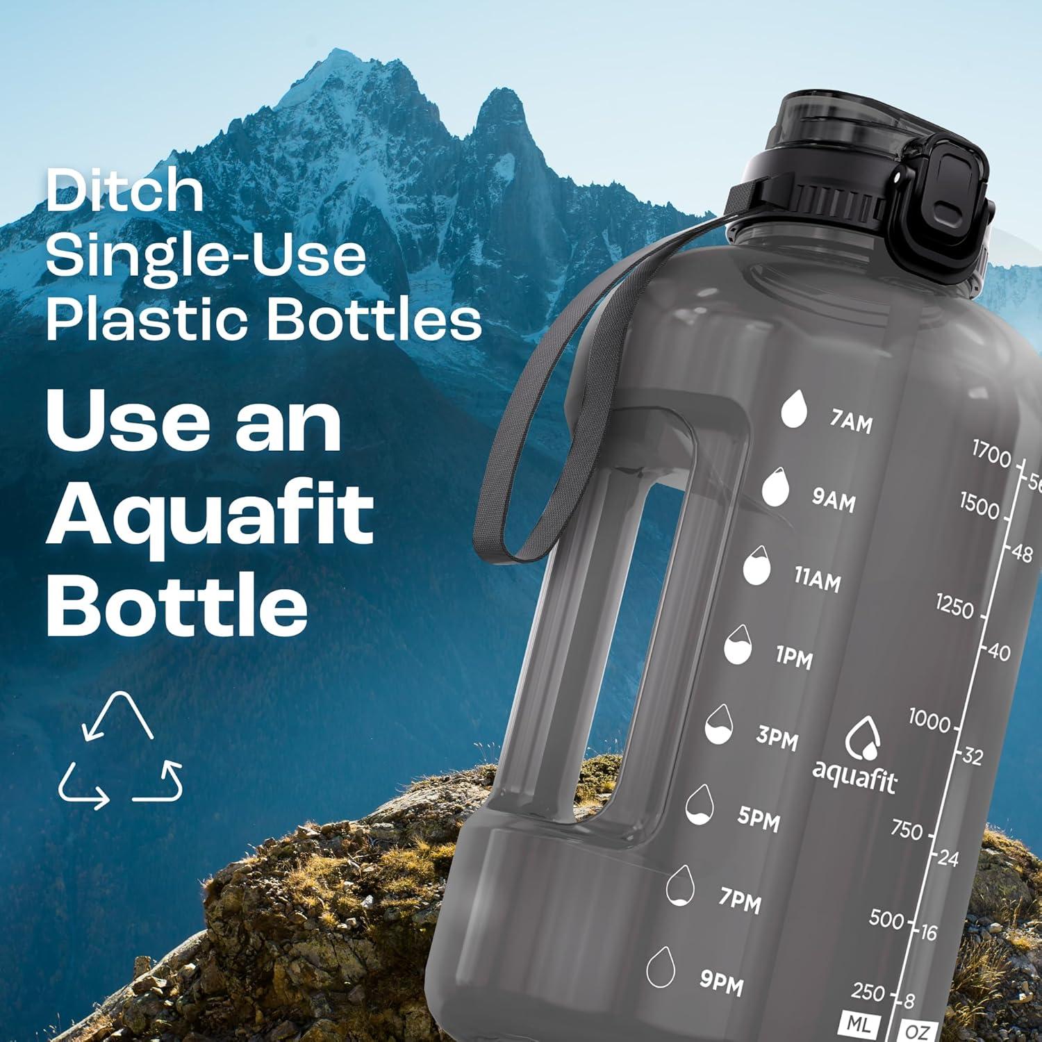 Botella de Agua AQUAFIT 1.81L con Marcador de Tiempo y Asa