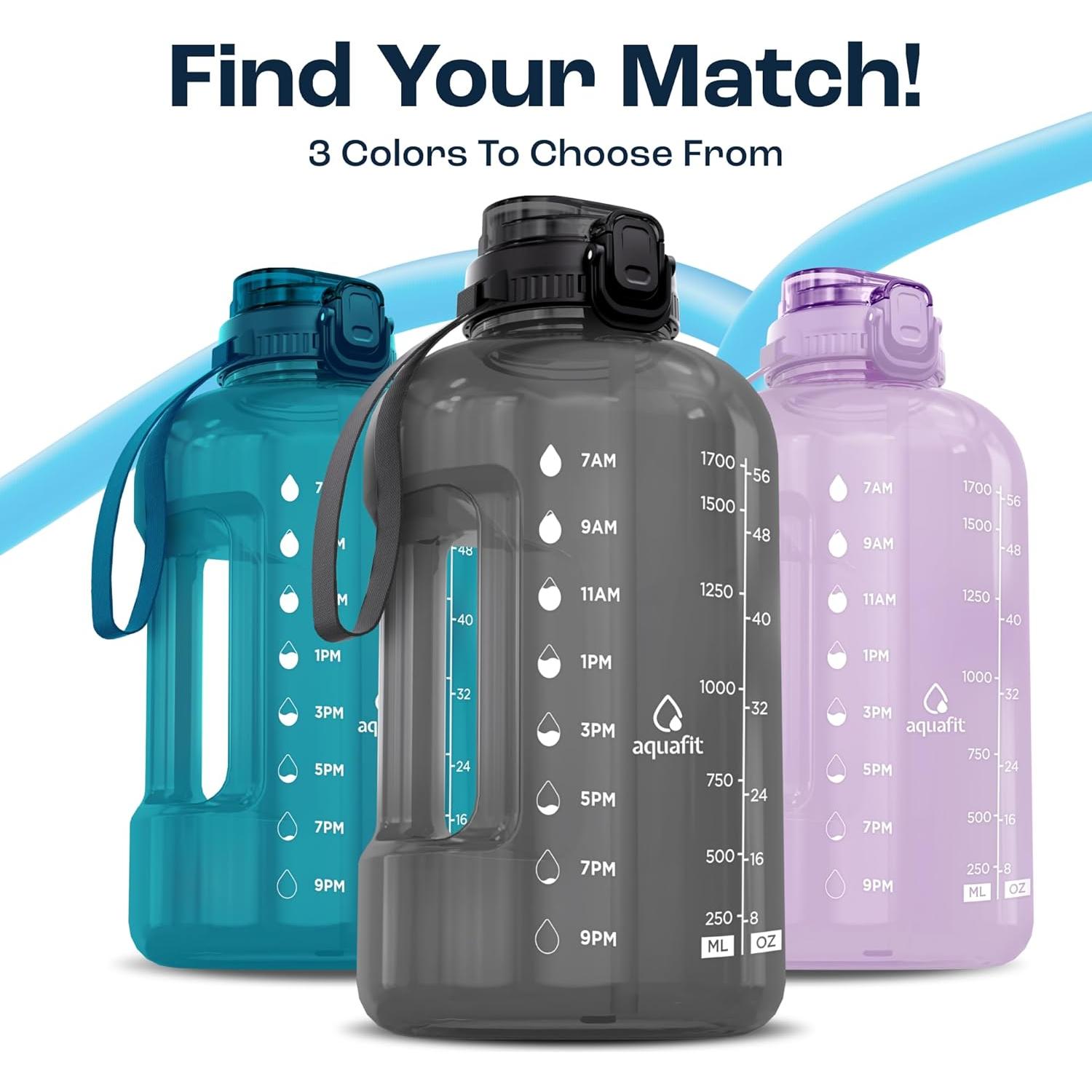 Botella de Agua AQUAFIT 1.81L con Marcador de Tiempo y Asa