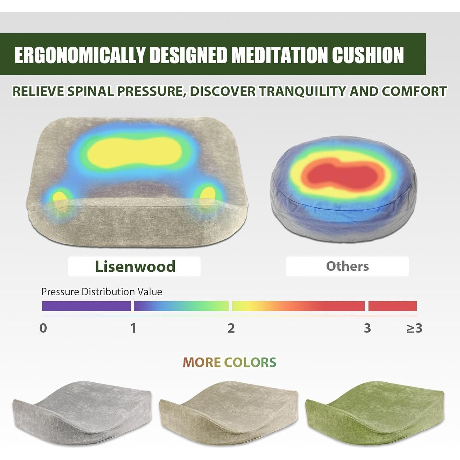Cojín de Meditación Lisenwood Grande Espuma Alta Densidad Caqui