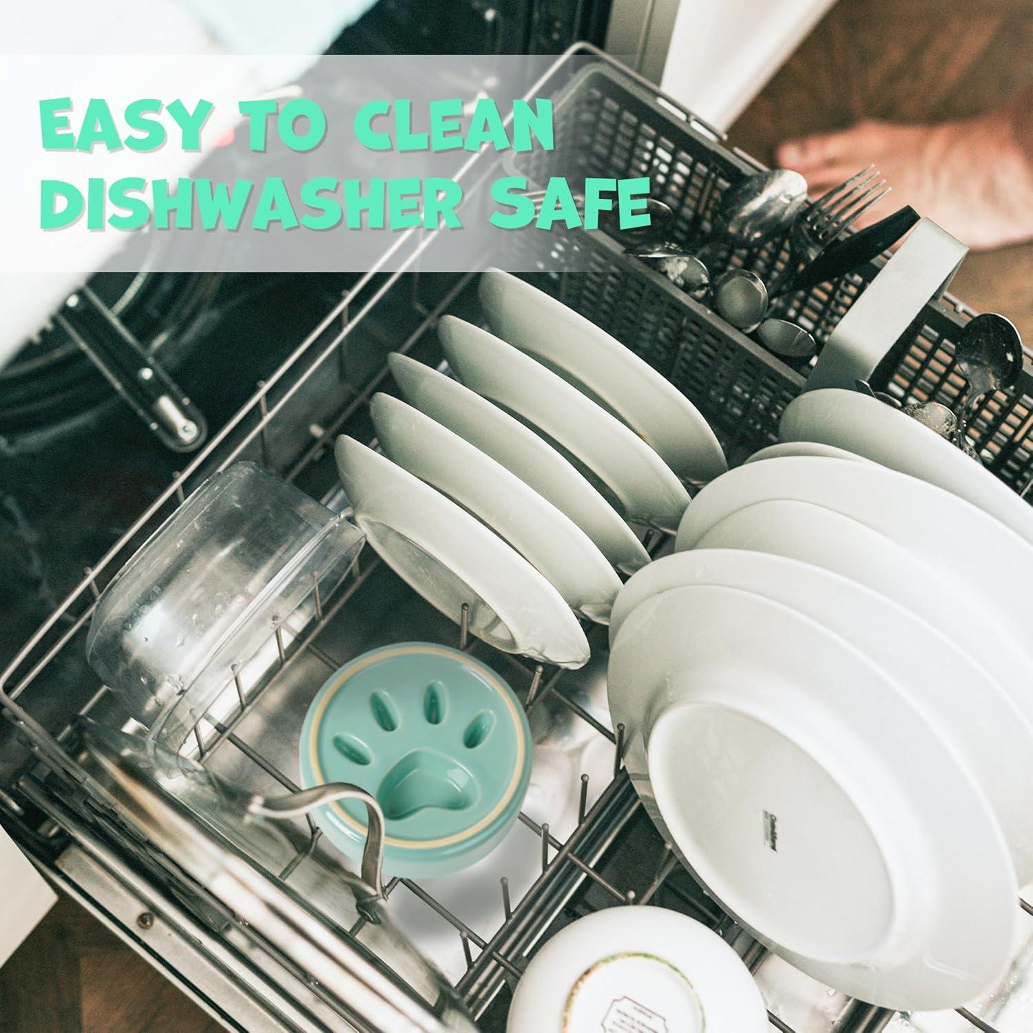 Cuenco Antideslizante Verde YOBRO para Perros 3 Tazas Cerámica