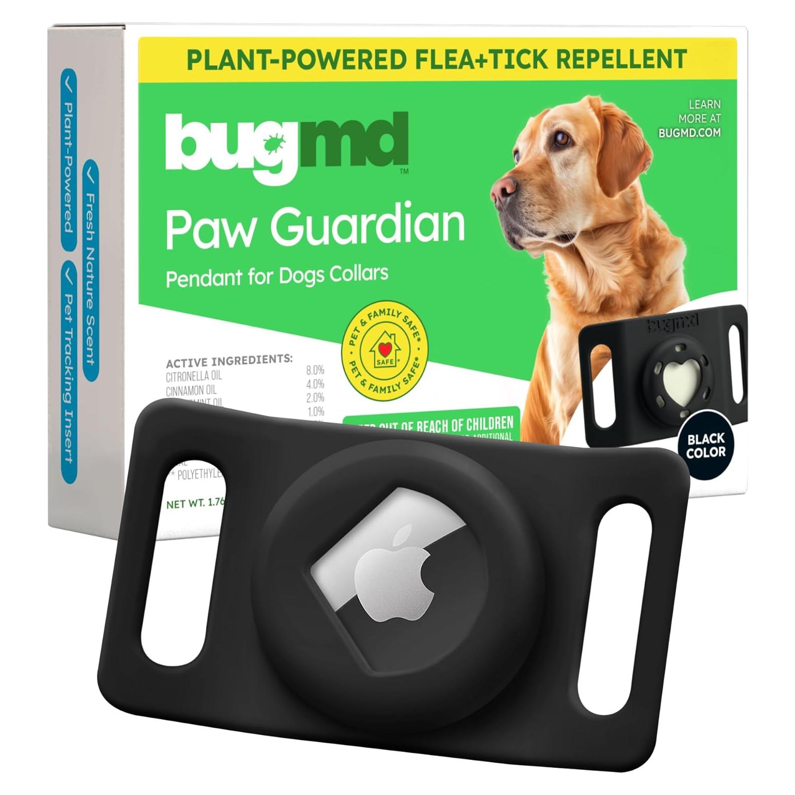 Colgante Antipulgas y Garrapatas BugMD con Soporte para AirTag - Negro