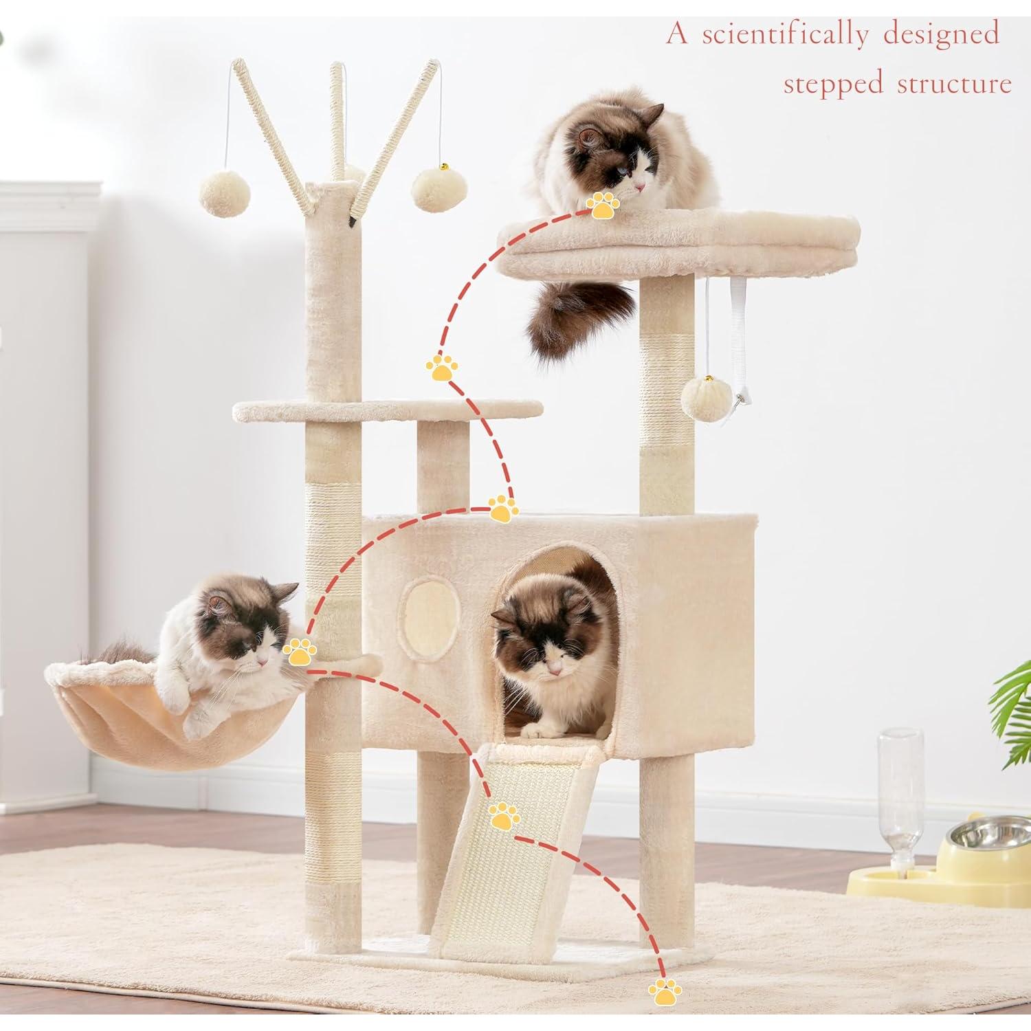 Torre para Gatos Hey-brother MPJ008SM, 105.2 cm, Beige