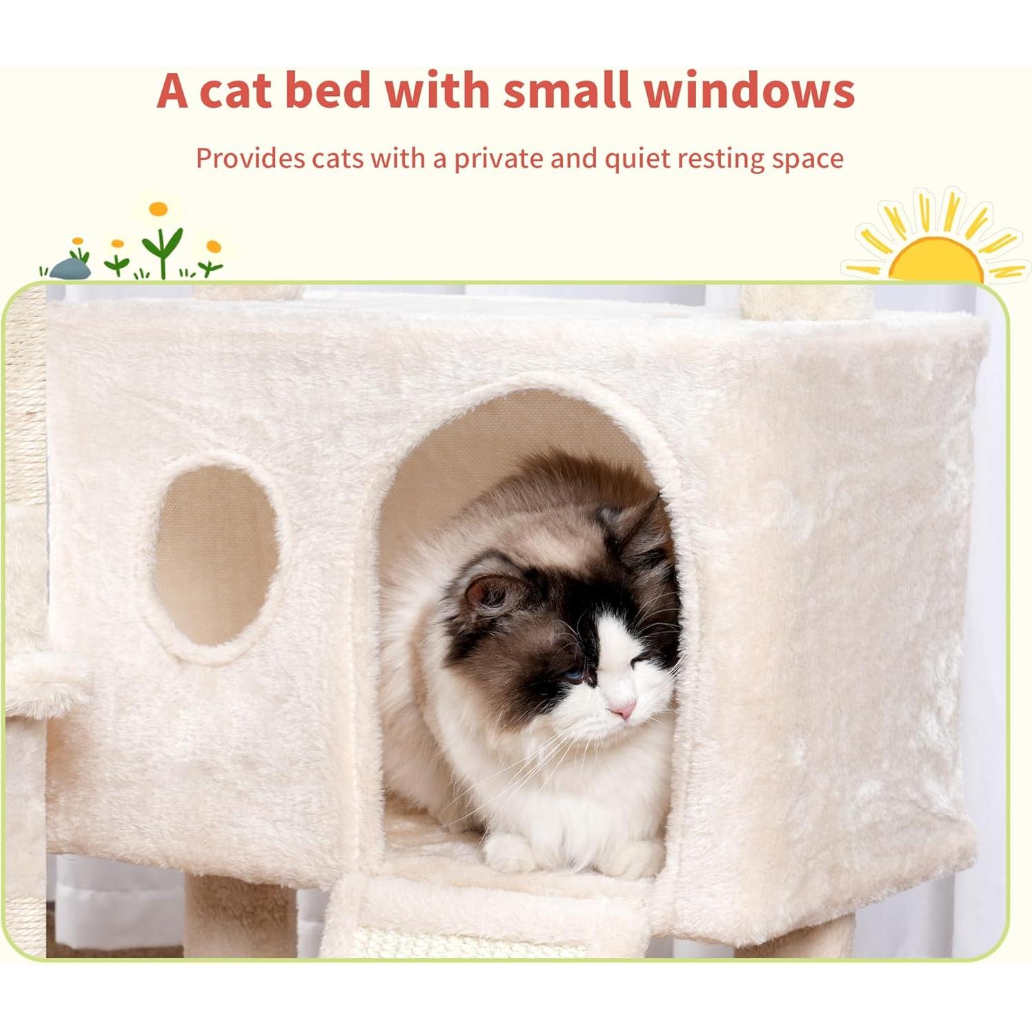 Torre para Gatos Hey-brother MPJ008SM, 105.2 cm, Beige