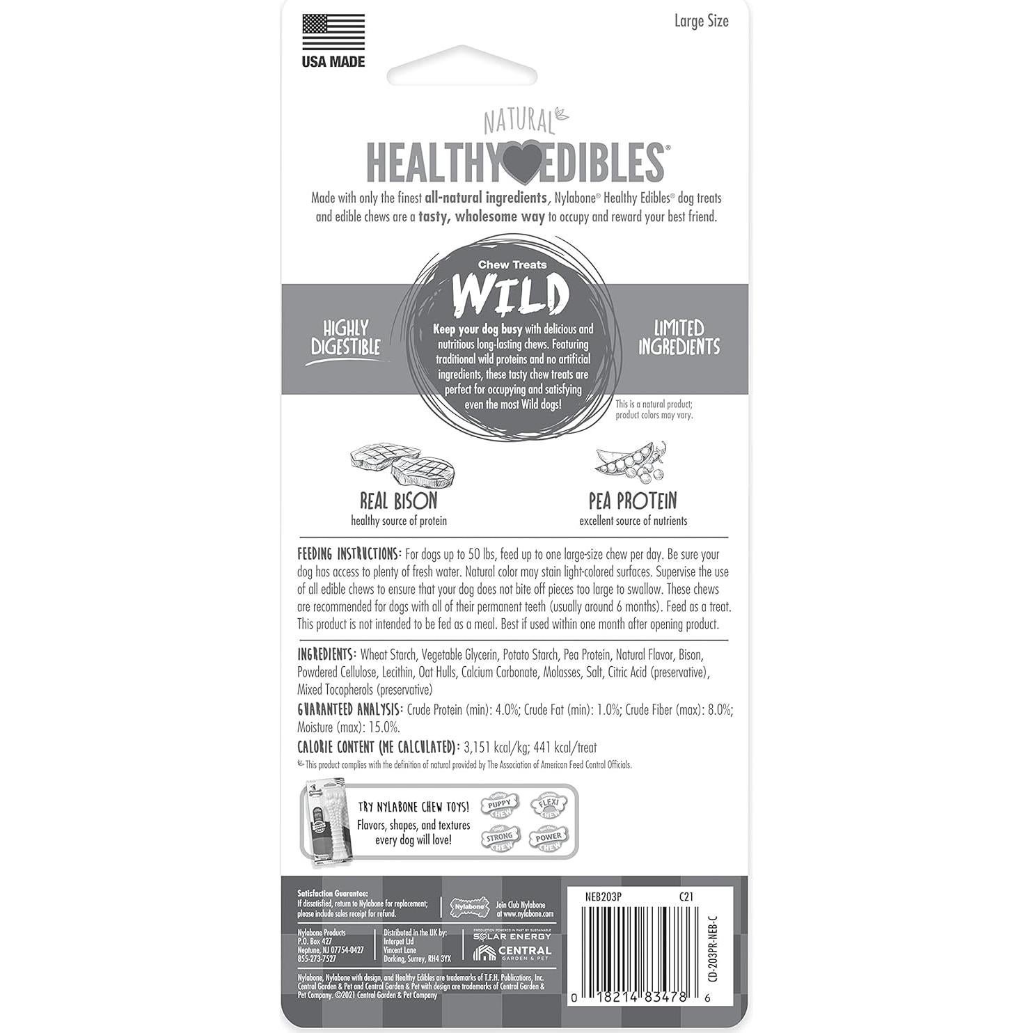 Premios para Perros Nylabone Healthy Edibles Bisonte 1 Cuenta