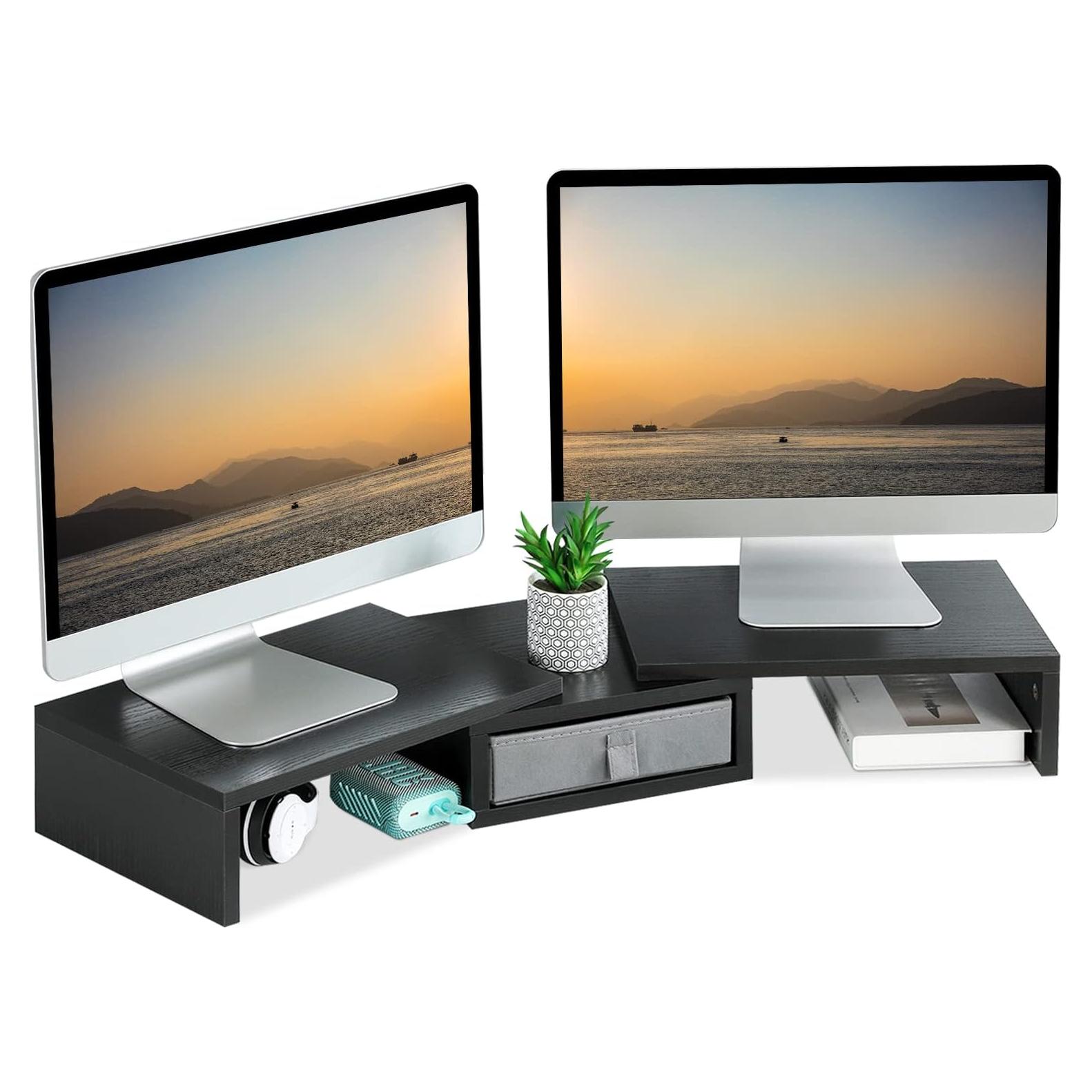 Soporte Doble para Monitor TEAMIX Ajustable 94 cm Negro