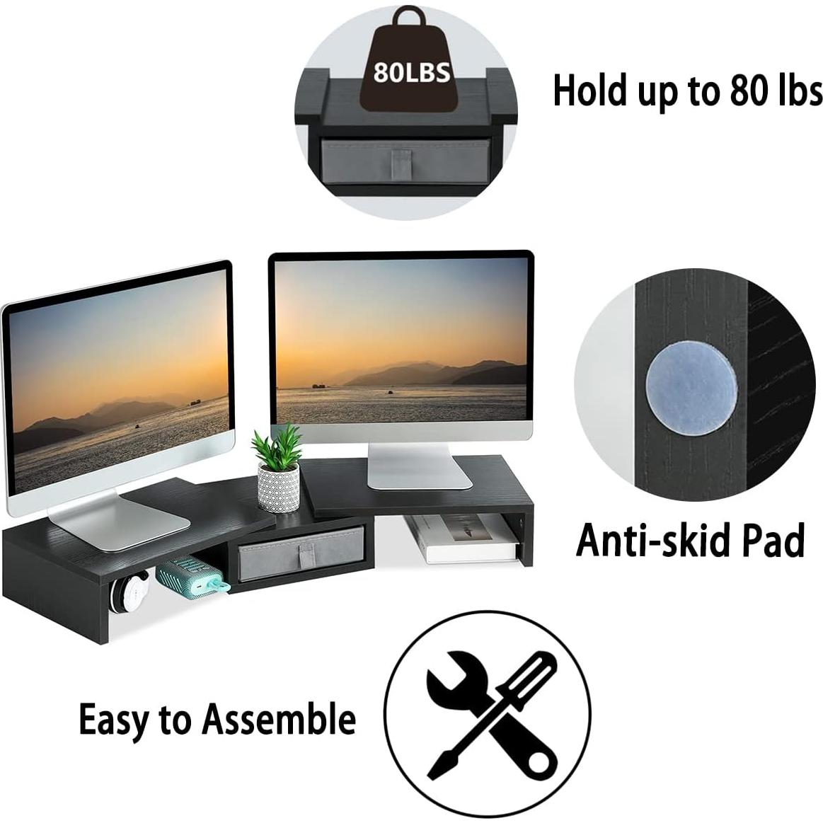 Soporte Doble para Monitor TEAMIX Ajustable 94 cm Negro