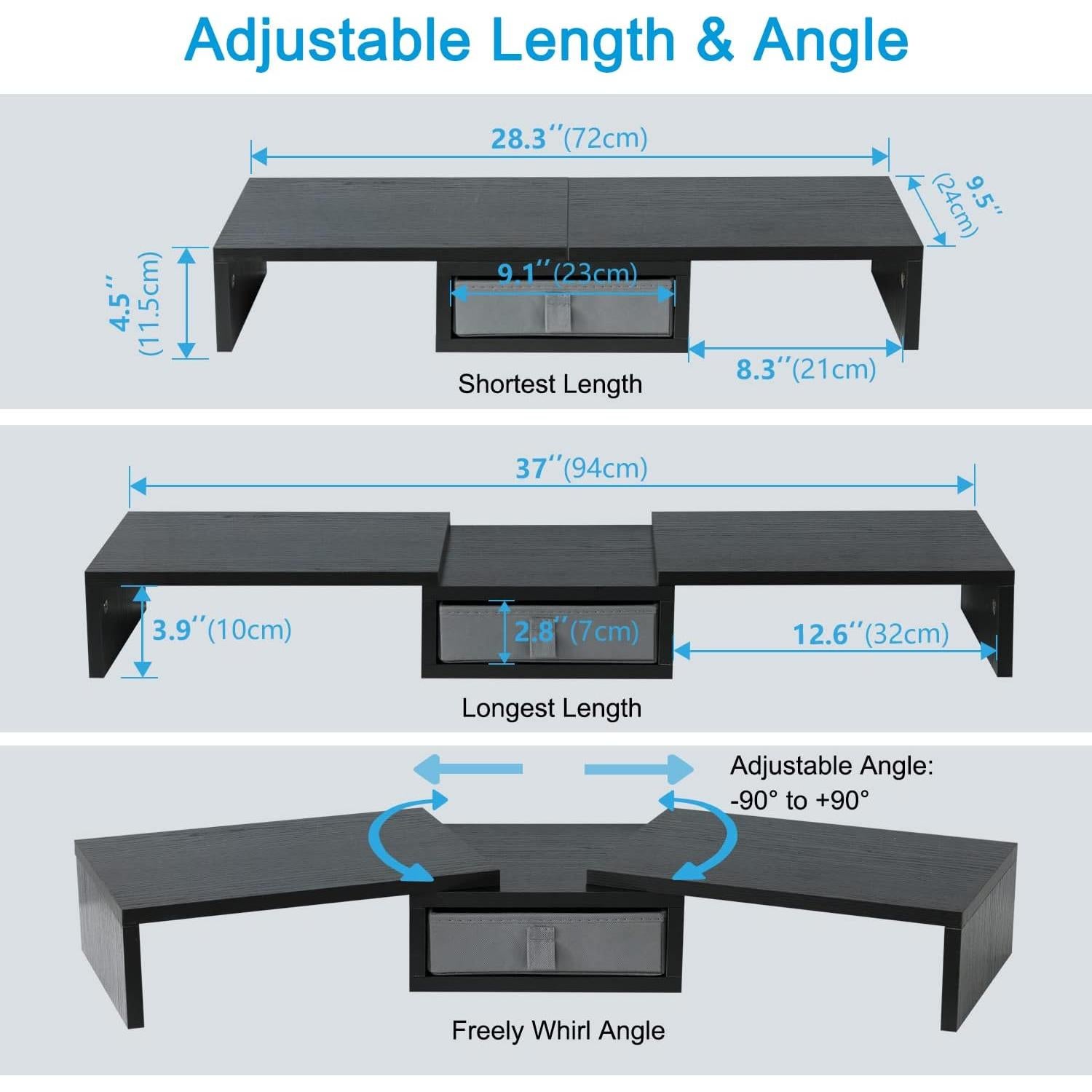 Soporte Doble para Monitor TEAMIX Ajustable 94 cm Negro