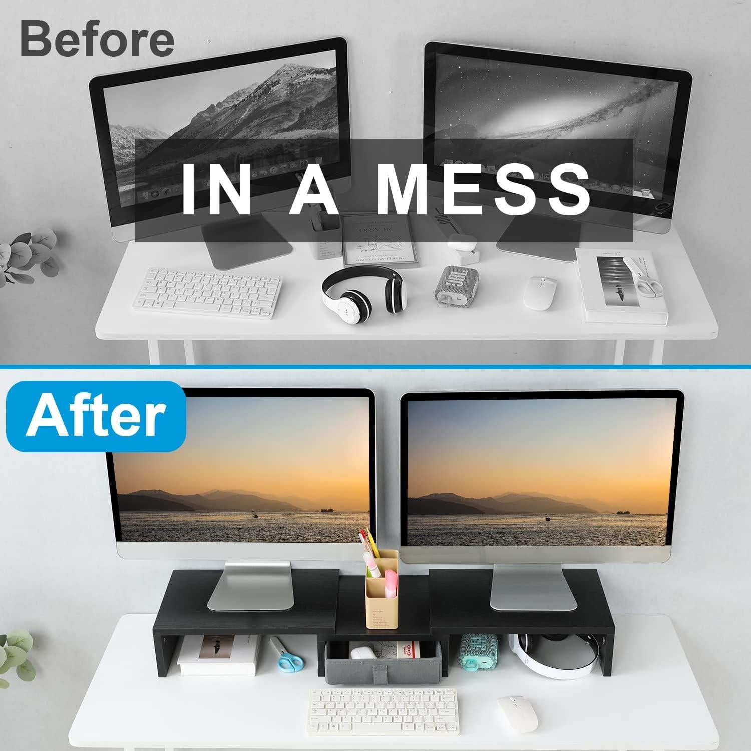 Soporte Doble para Monitor TEAMIX Ajustable 94 cm Negro