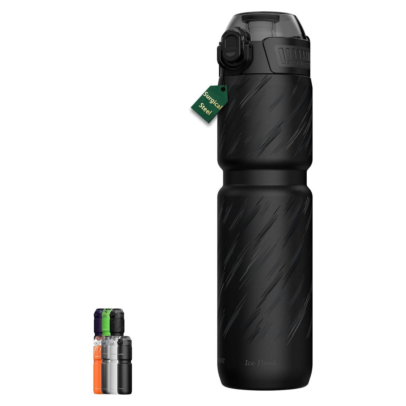 Botella de Agua Aislada MYFOREST 700ml Acero Quirúrgico Negra