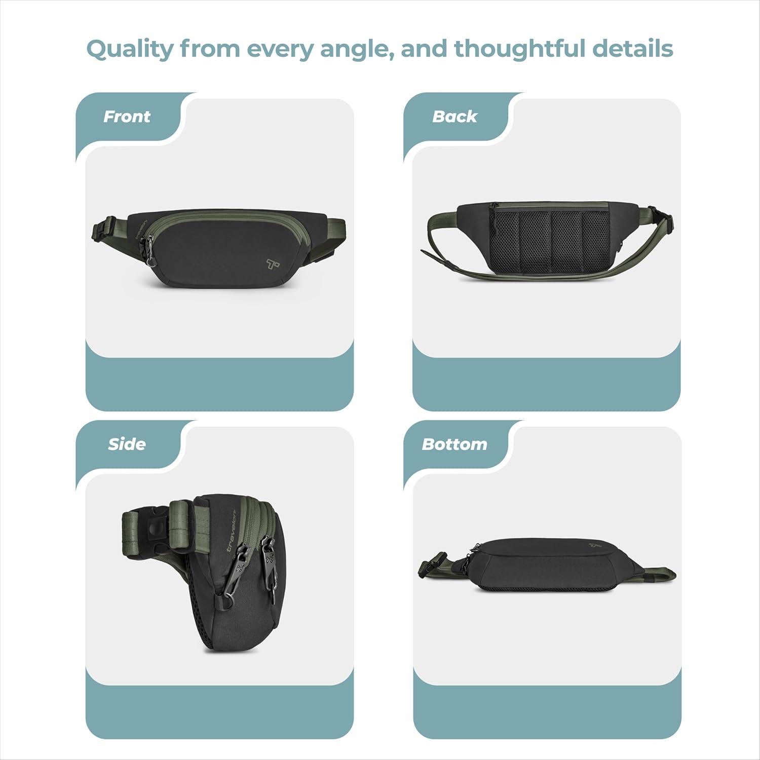 Bolsa de Cintura Anti-Robo Travelon 28x15 cm Negro