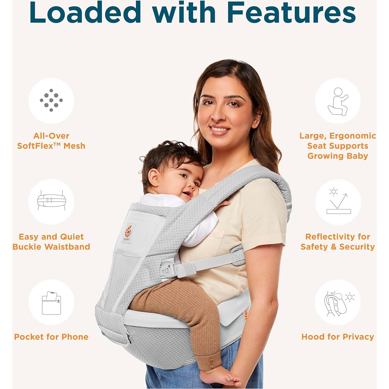 Portabebés Ergobaby Alta 2-en-1 Malla SoftFlex Marrón