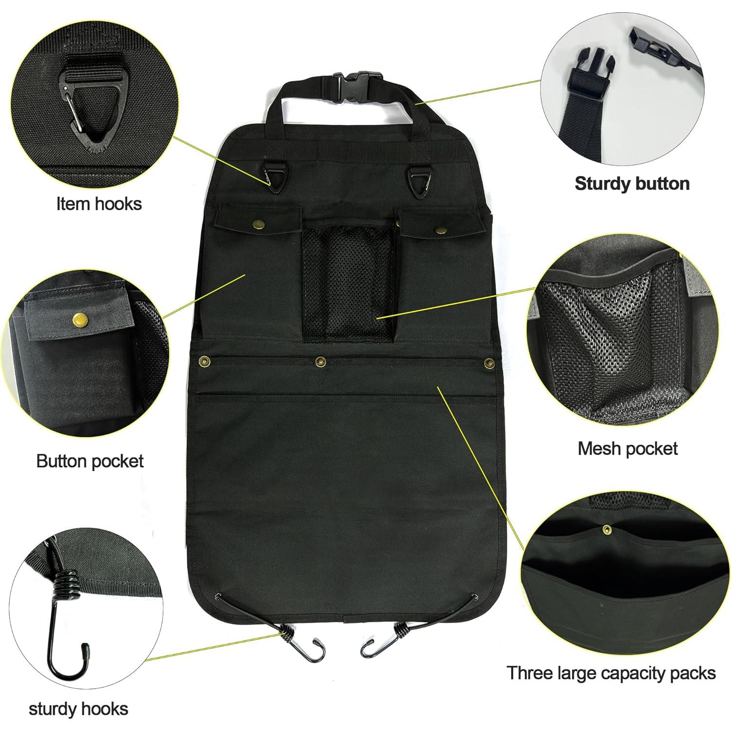 Organizador de respaldo de asiento BEATUNEE negro 6 bolsillos