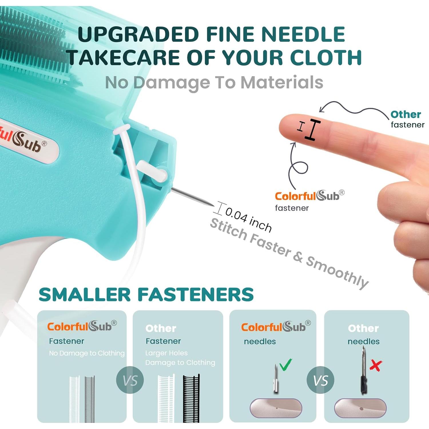 Pistola de Puntadas ColorfulSub para Ropa - Azul Claro, 6 Agujas