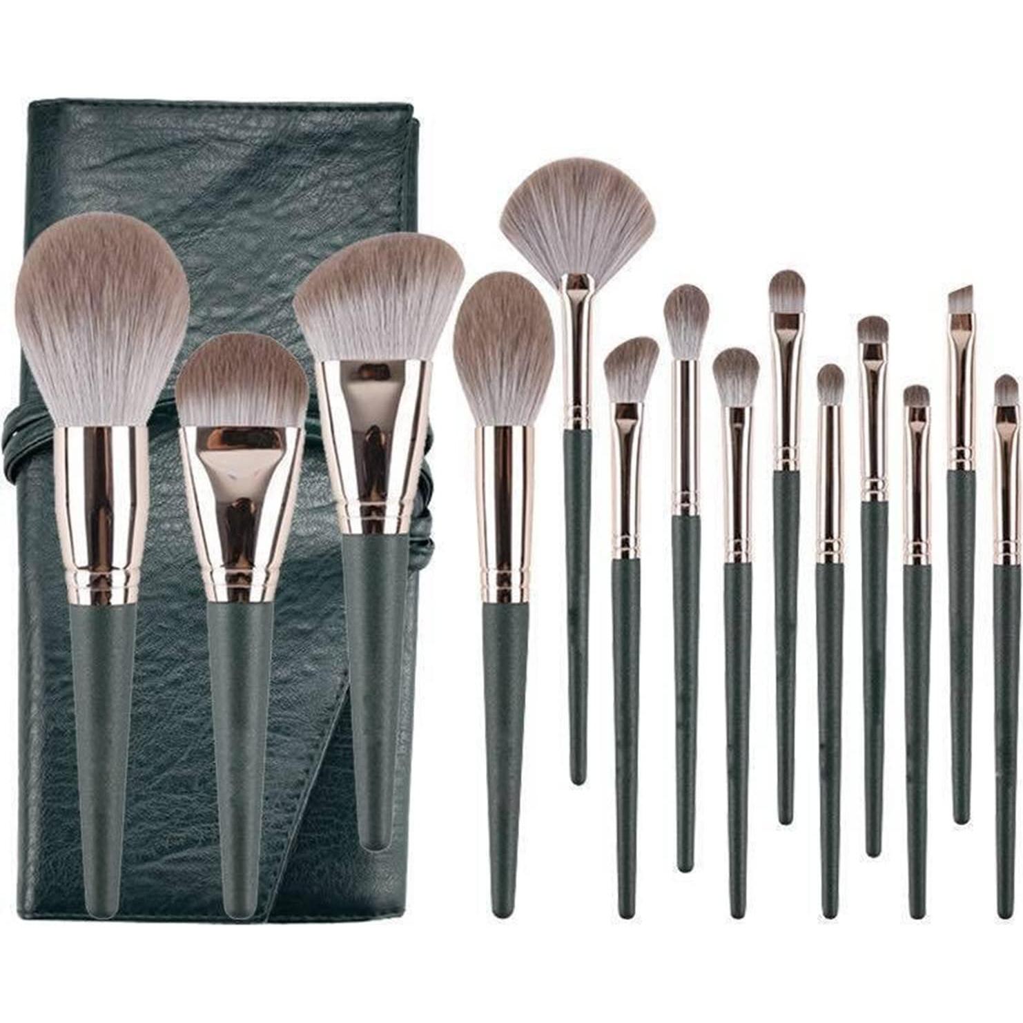 Juego de Brochas de Maquillaje 14 Piezas Rijaho Veganas