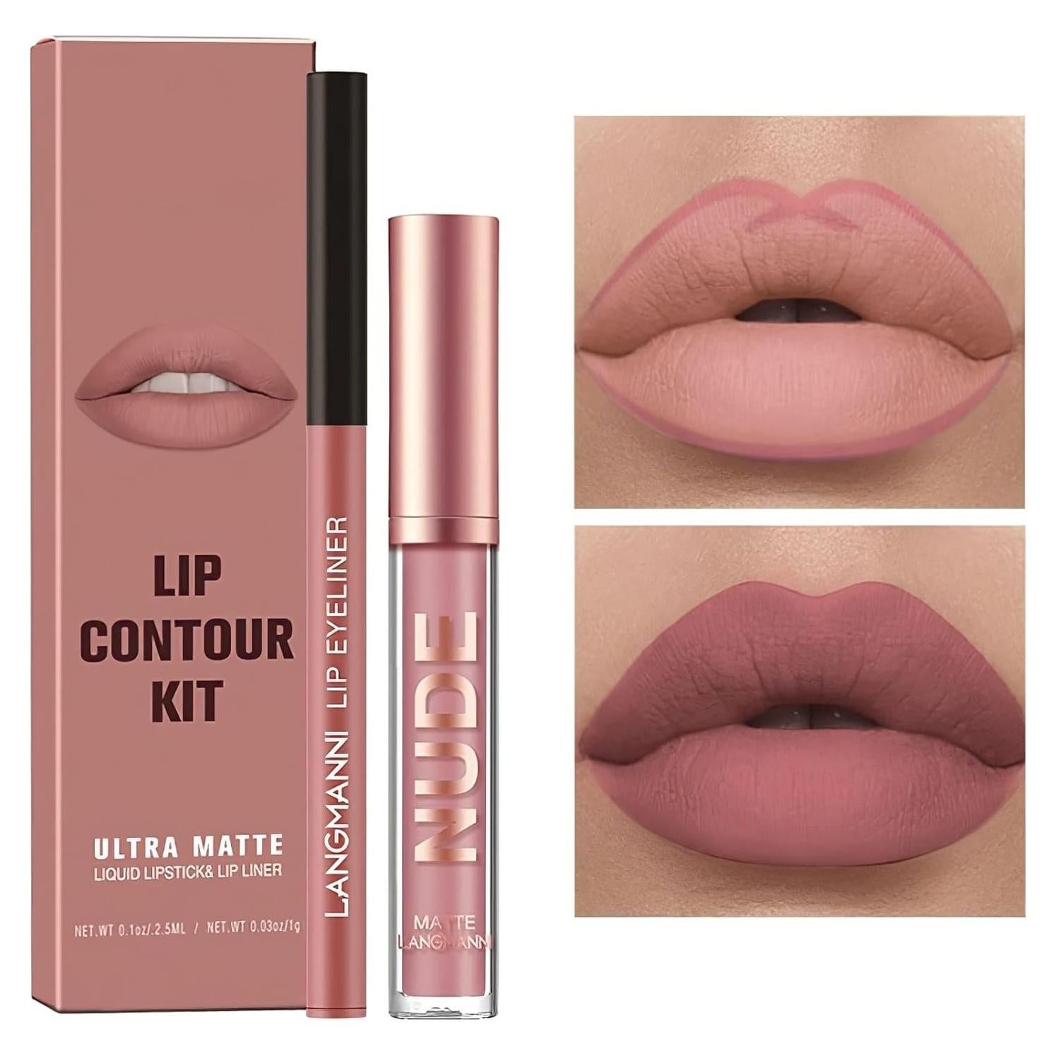 Set de Pintalabios Líquido Mate y Lápiz Labial MIELIKKI 2Pcs