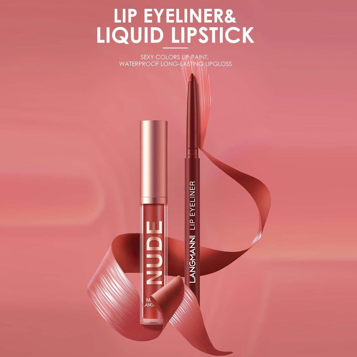 Set de Pintalabios Líquido Mate y Lápiz Labial MIELIKKI 2Pcs