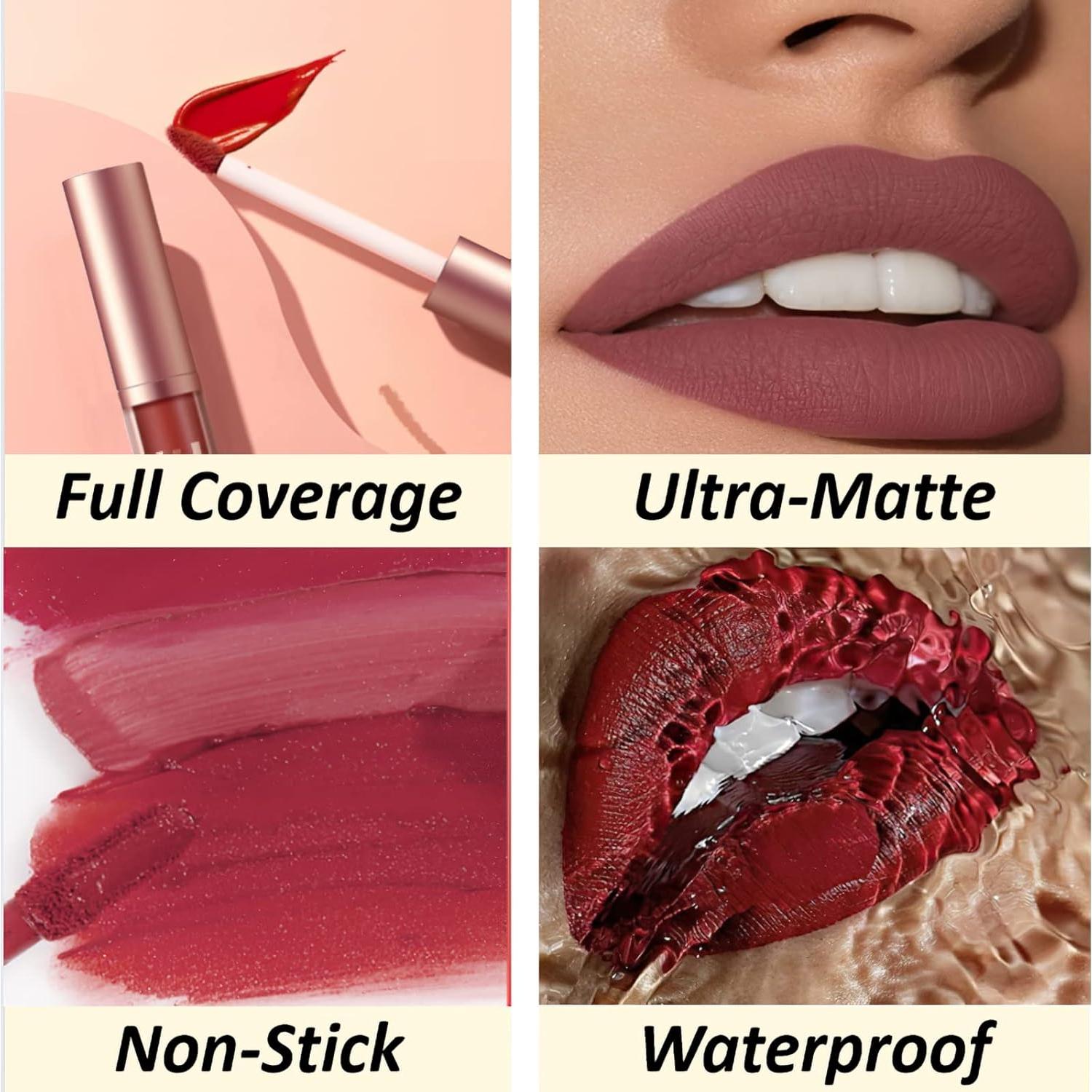 Set de Pintalabios Líquido Mate y Lápiz Labial MIELIKKI 2Pcs