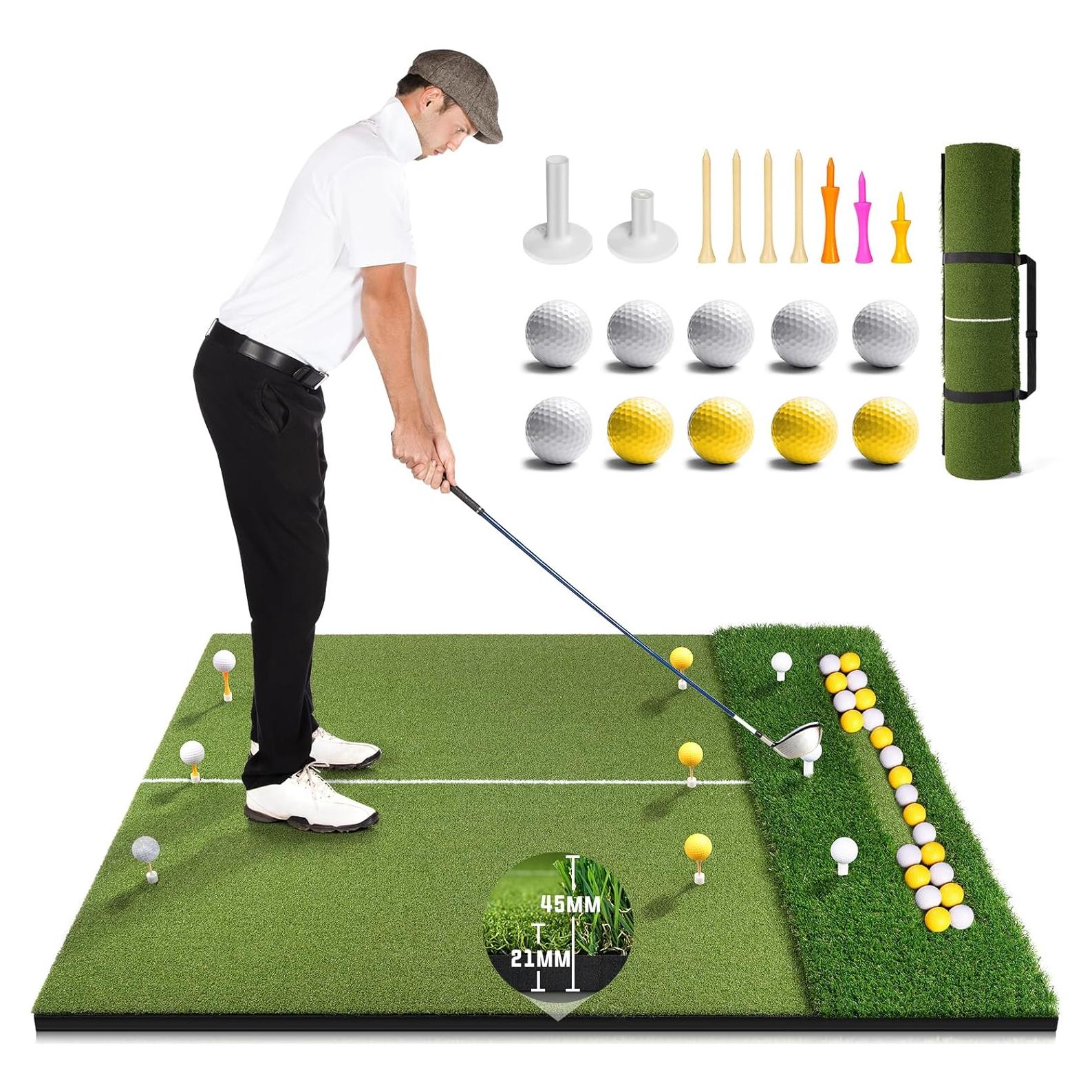 Alfombrilla de Golf KJSUE 5x4ft con Bandeja y 10 Pelotas