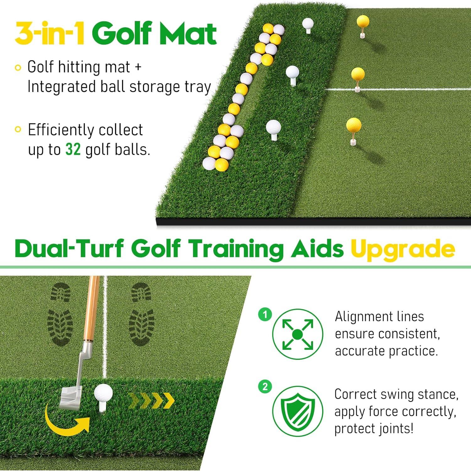 Alfombrilla de Golf KJSUE 5x4ft con Bandeja y 10 Pelotas