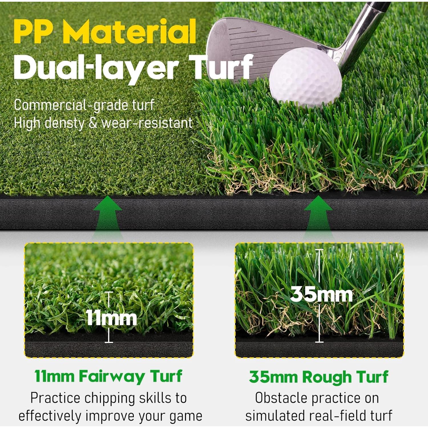 Alfombrilla de Golf KJSUE 5x4ft con Bandeja y 10 Pelotas