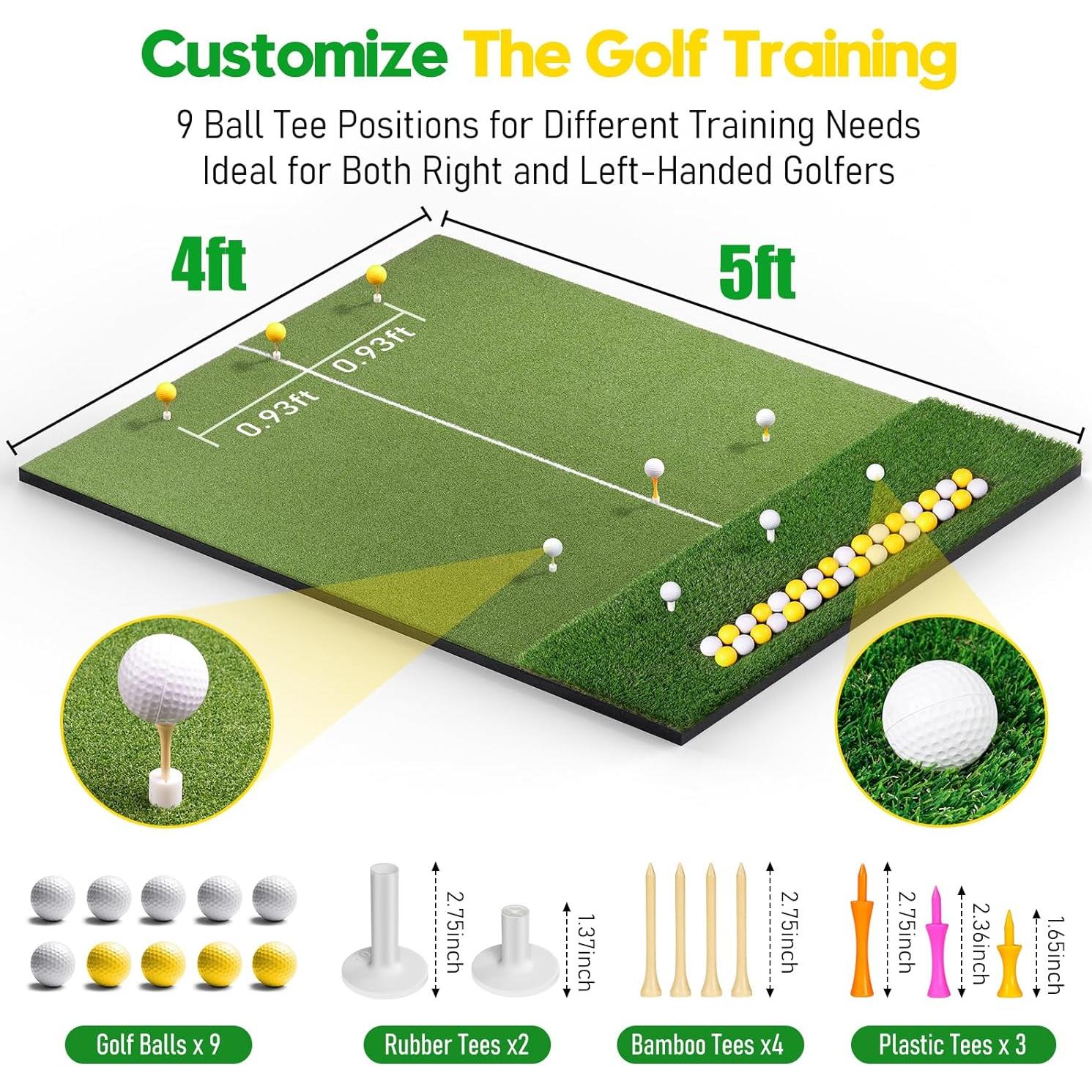 Alfombrilla de Golf KJSUE 5x4ft con Bandeja y 10 Pelotas