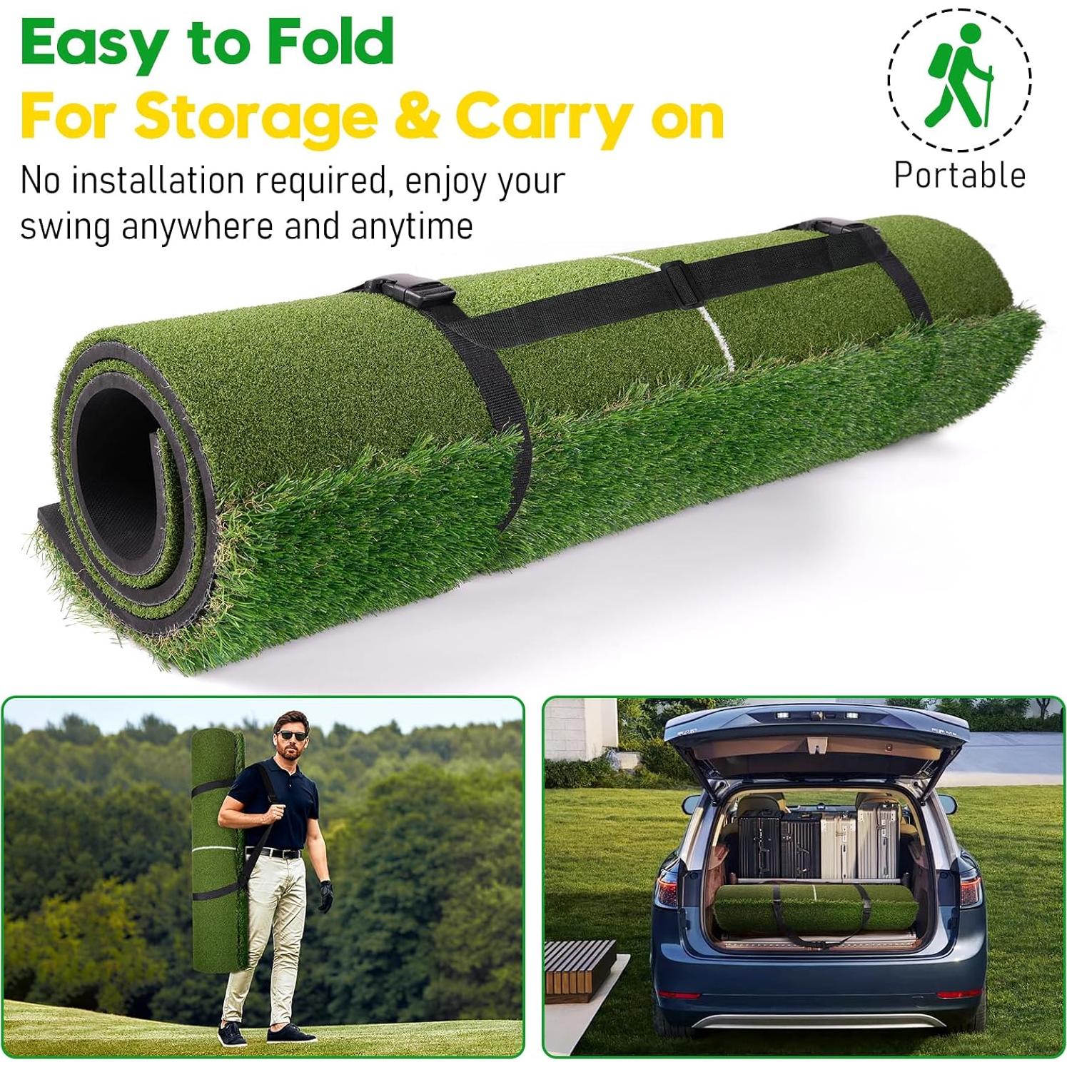 Alfombrilla de Golf KJSUE 5x4ft con Bandeja y 10 Pelotas