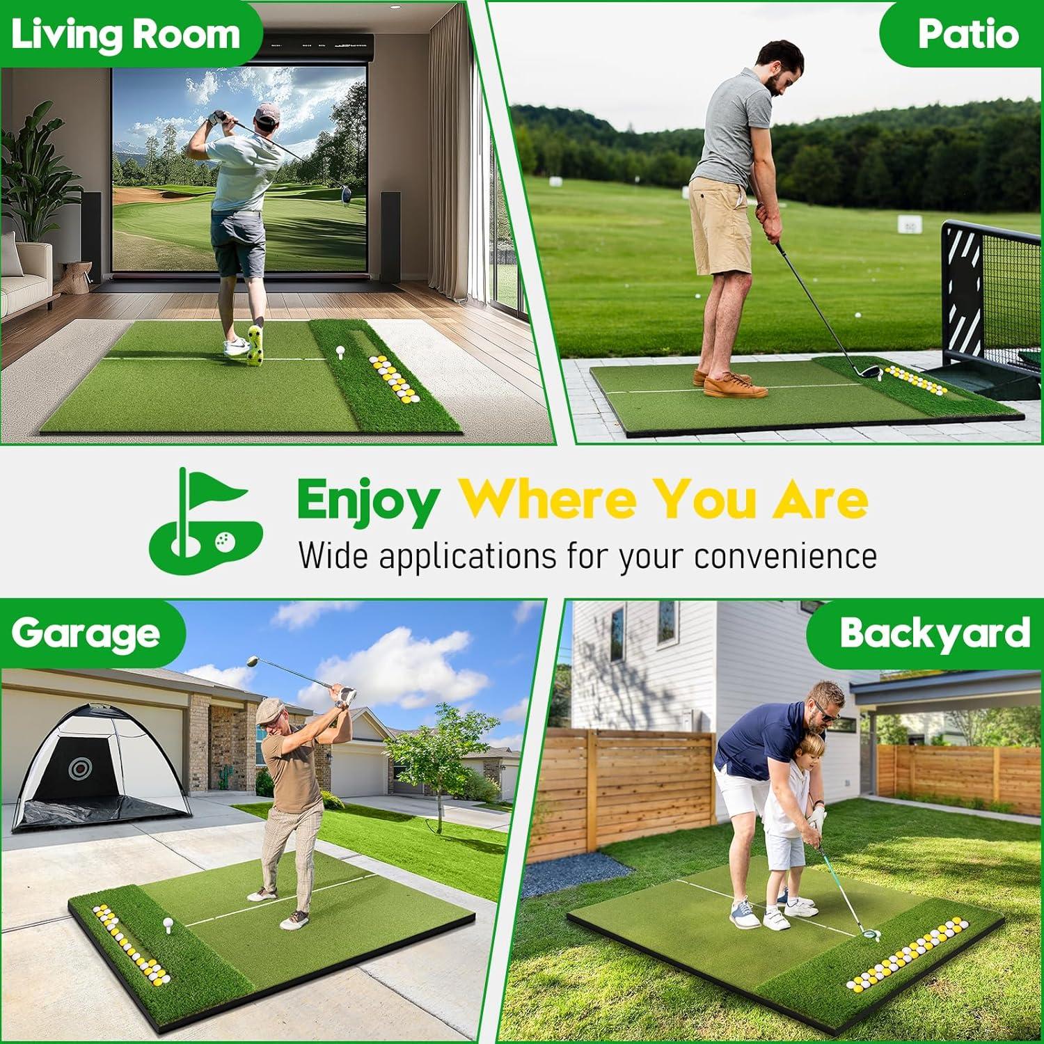 Alfombrilla de Golf KJSUE 5x4ft con Bandeja y 10 Pelotas