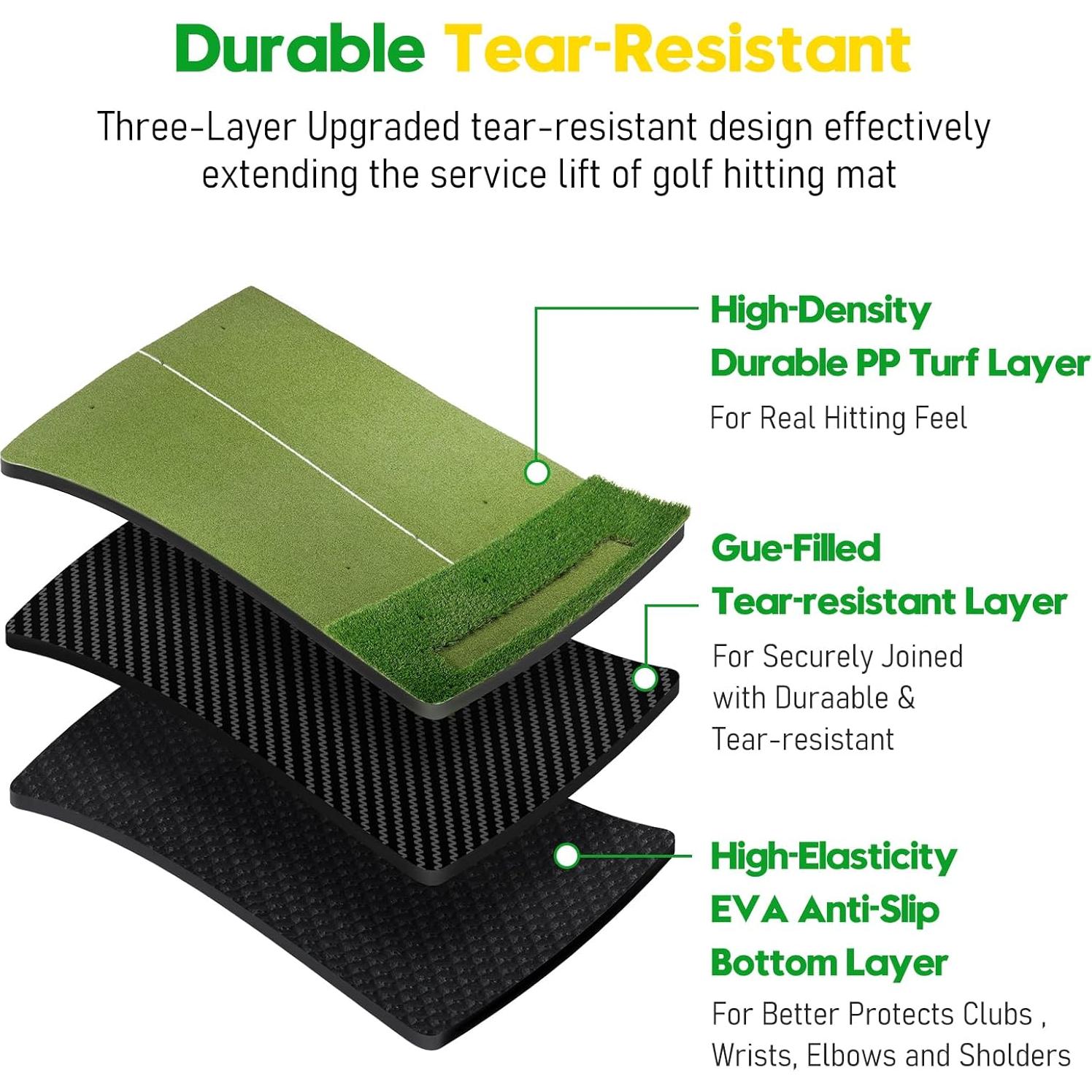 Alfombrilla de Golf KJSUE 5x4ft con Bandeja y 10 Pelotas