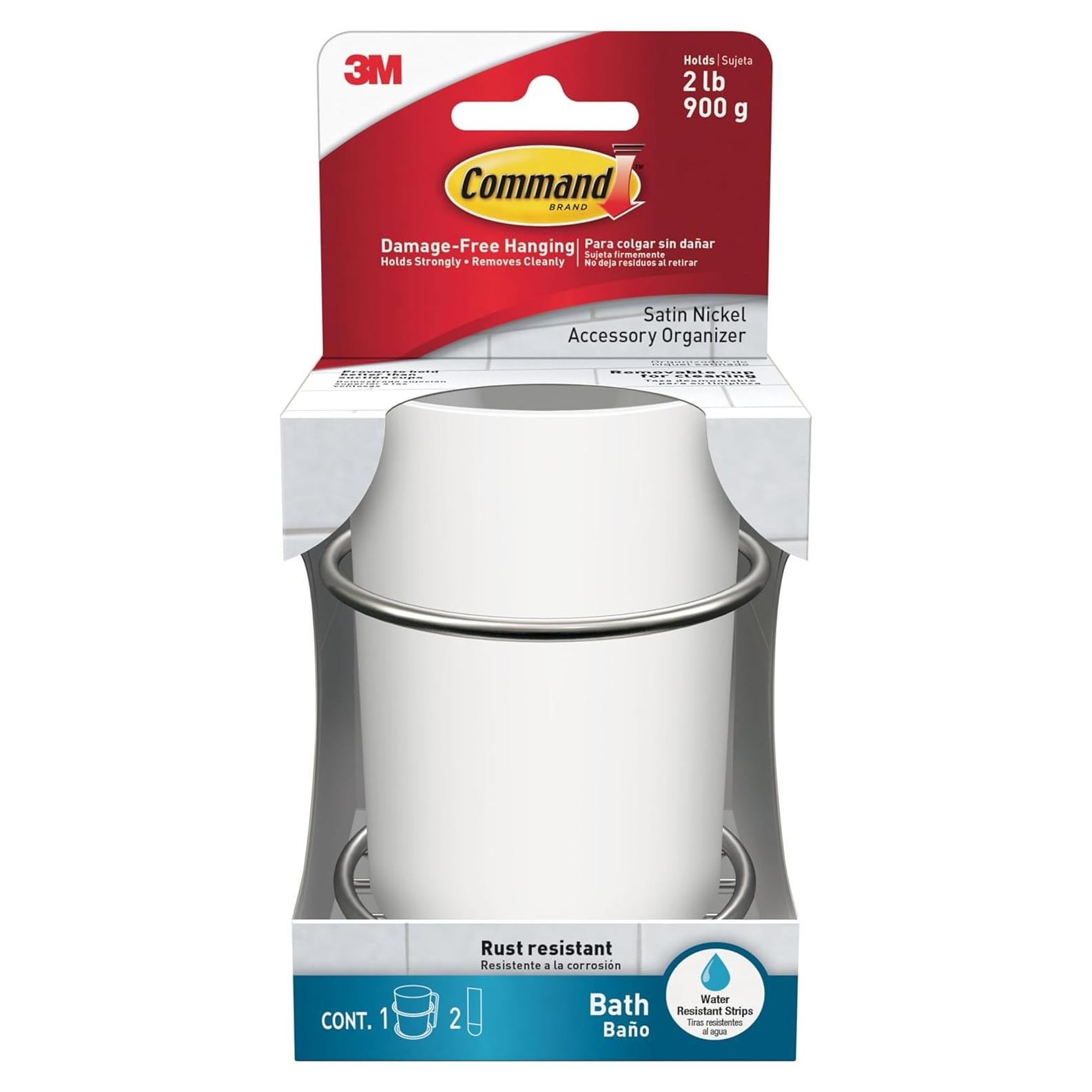 Organizador de Baño Command Niquel Satinado 0.91 kg 9.84x8.41x17.15 cm