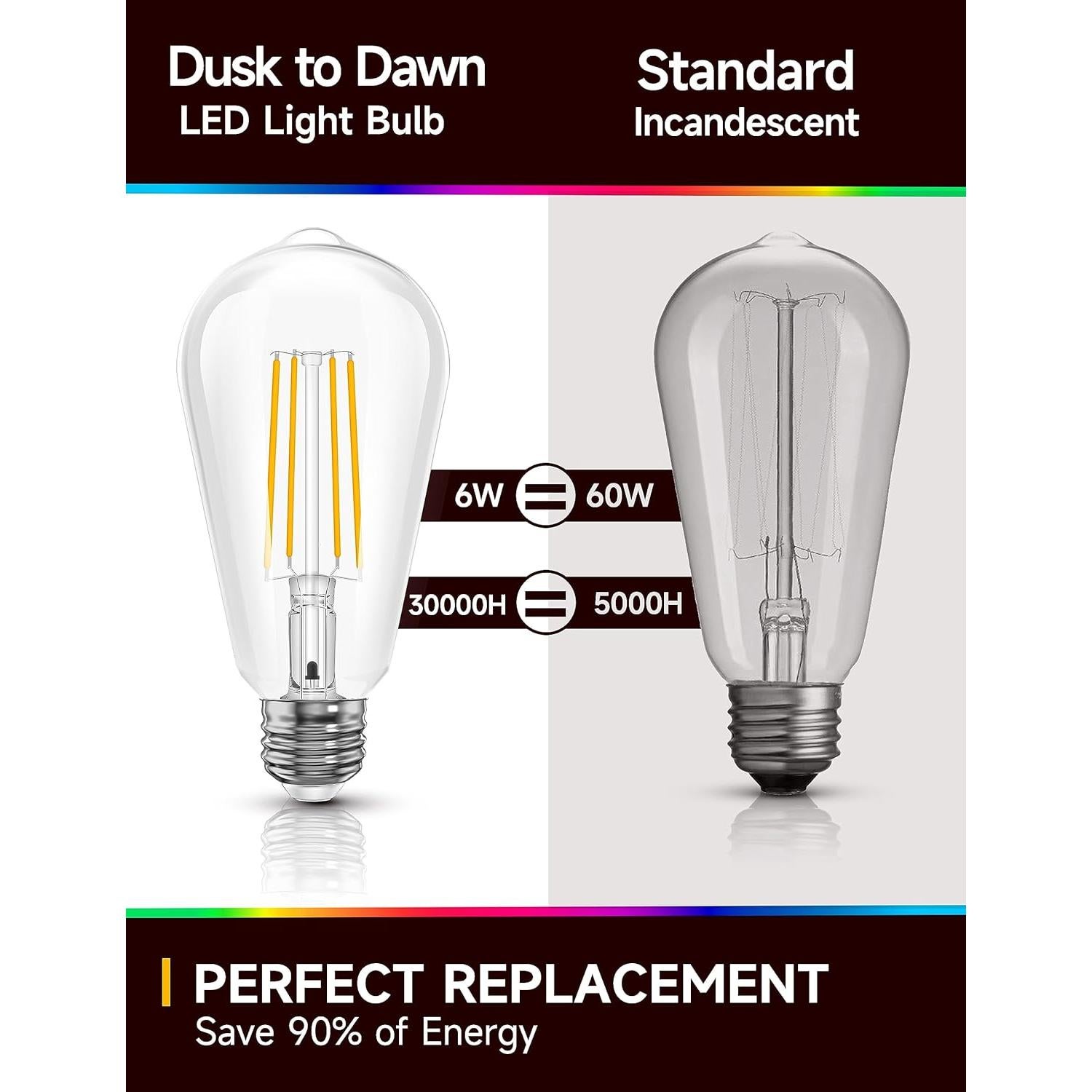 Bombillas LED Exterior UNILAMP 6W E26 2700K Sensor Crepúsculo