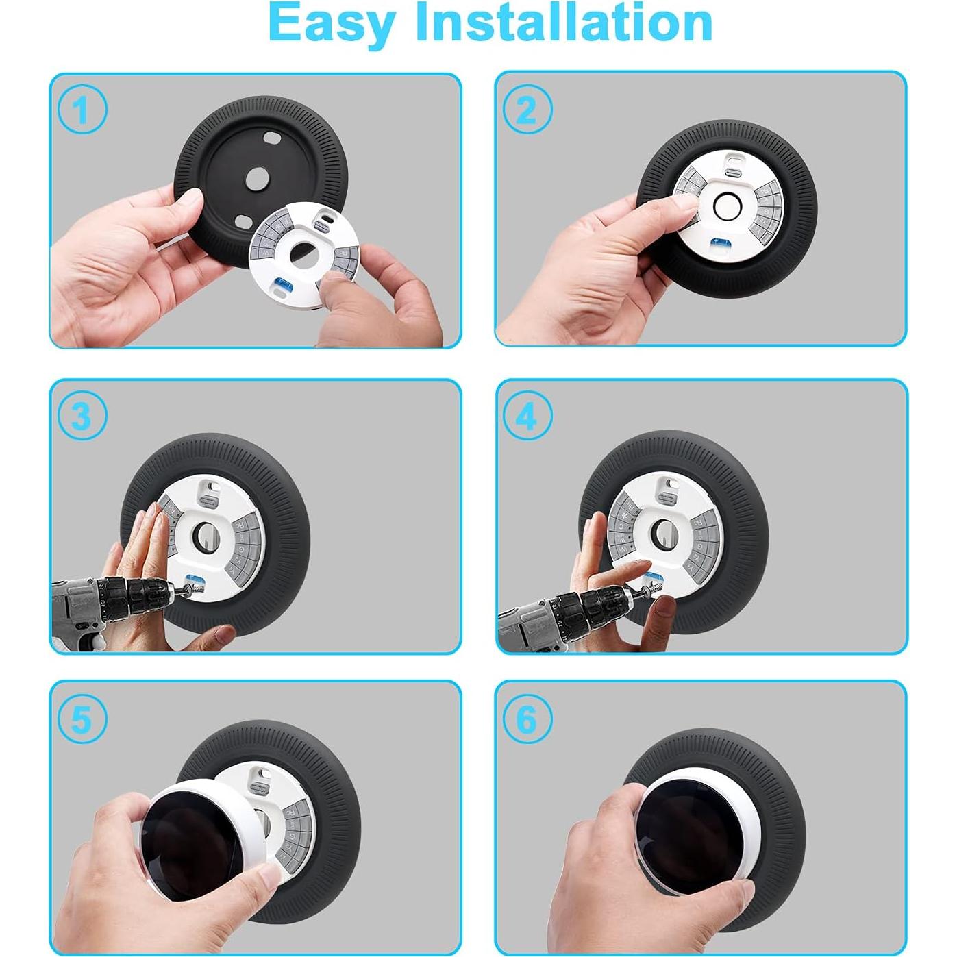 Cubierta de Placa de Pared Poivy para Termostato Nest Negro
