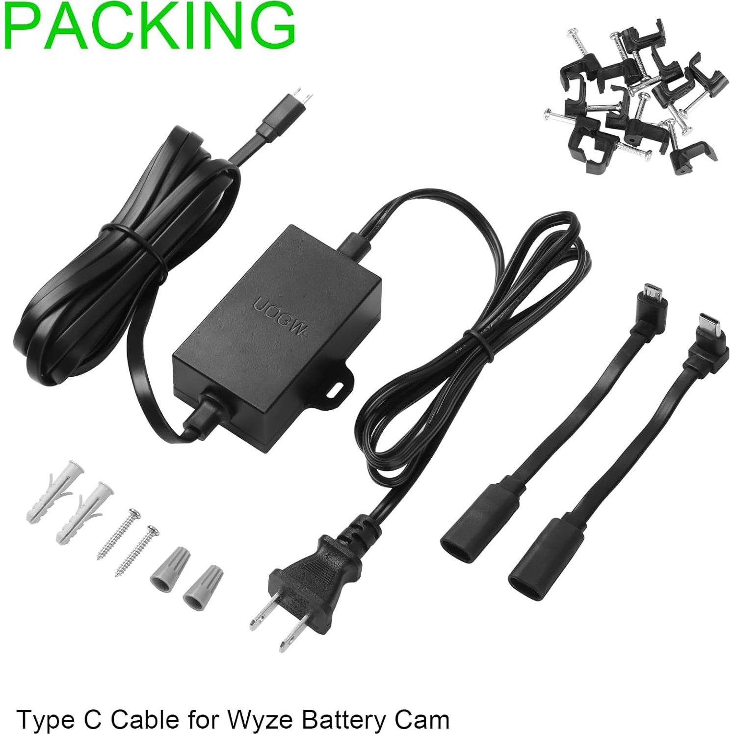 Adaptador de Poder Uogw 15m Impermeable para Wyze Cam