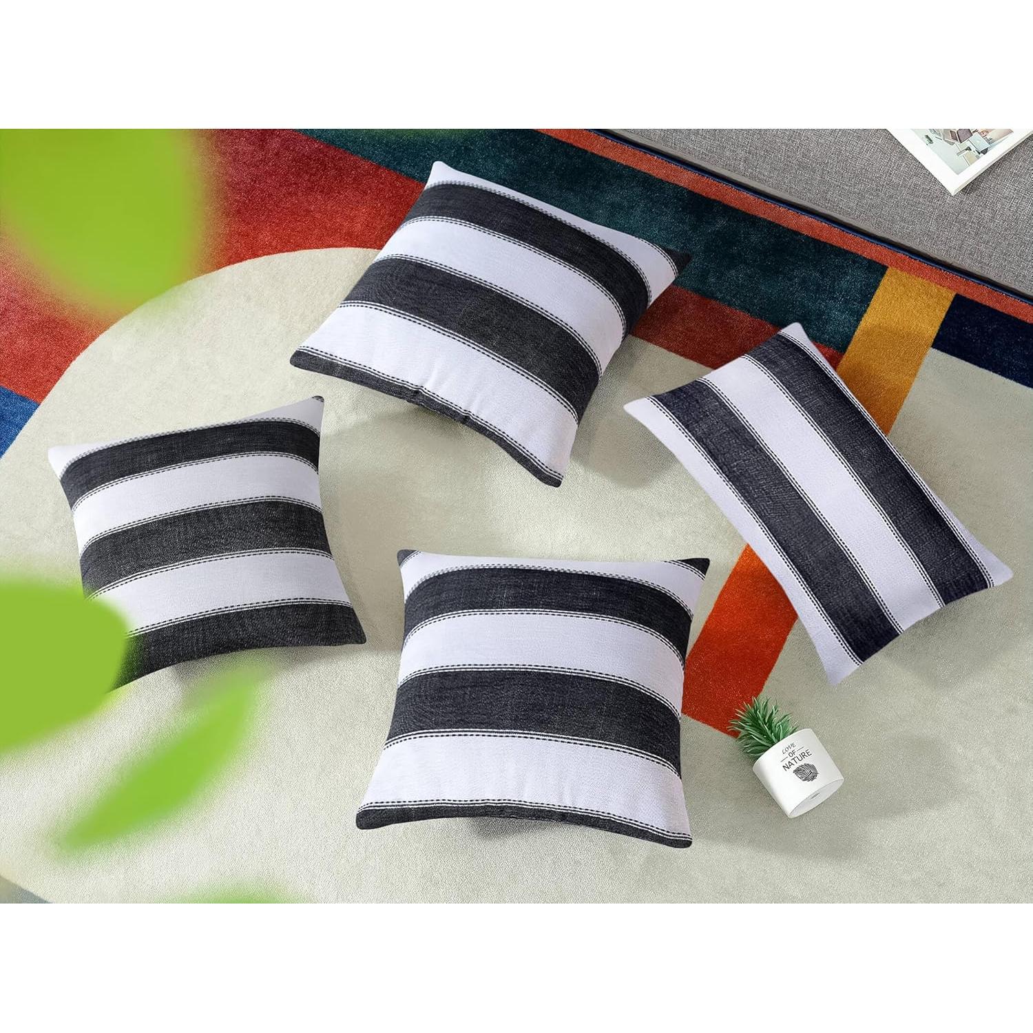 Fundas de Almohada Decorativas AmHoo 40x40cm Rayas Granja - 2 Pzas