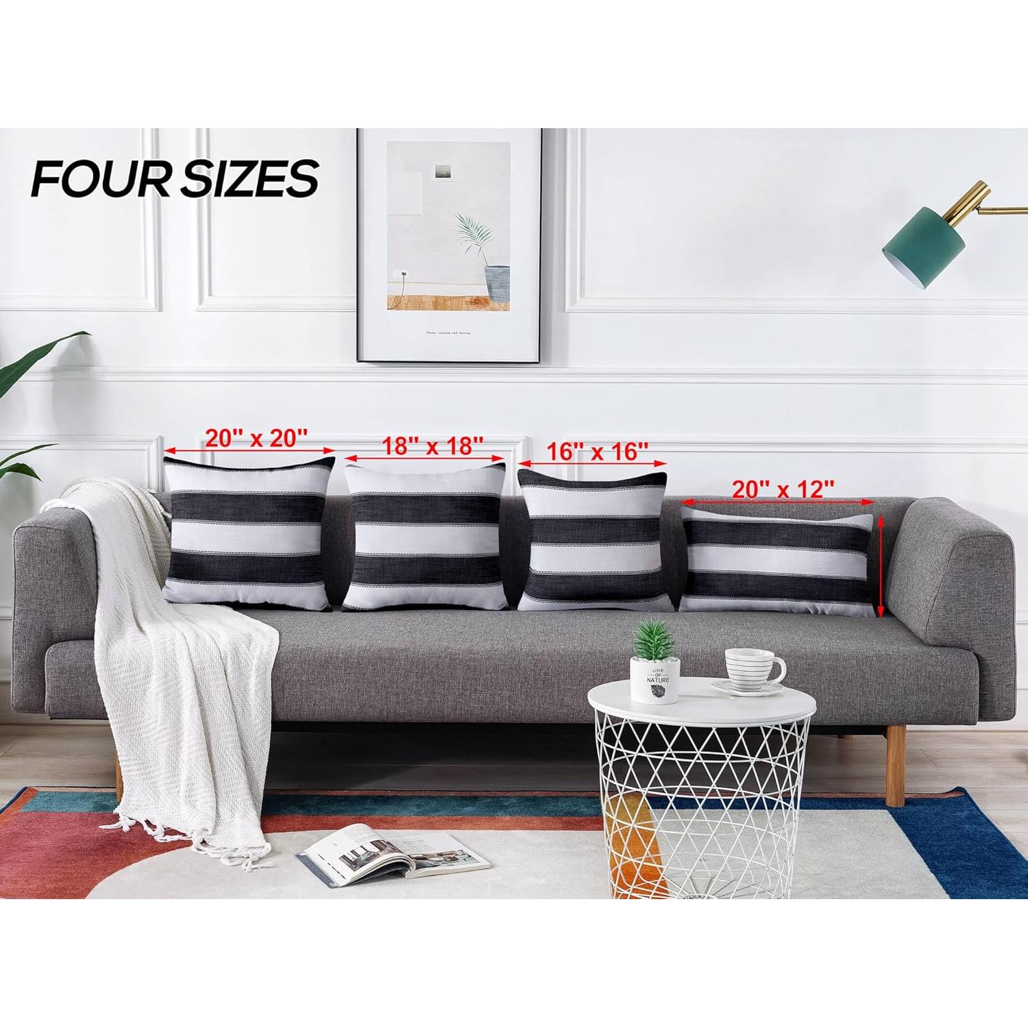 Fundas de Almohada Decorativas AmHoo 40x40cm Rayas Granja - 2 Pzas