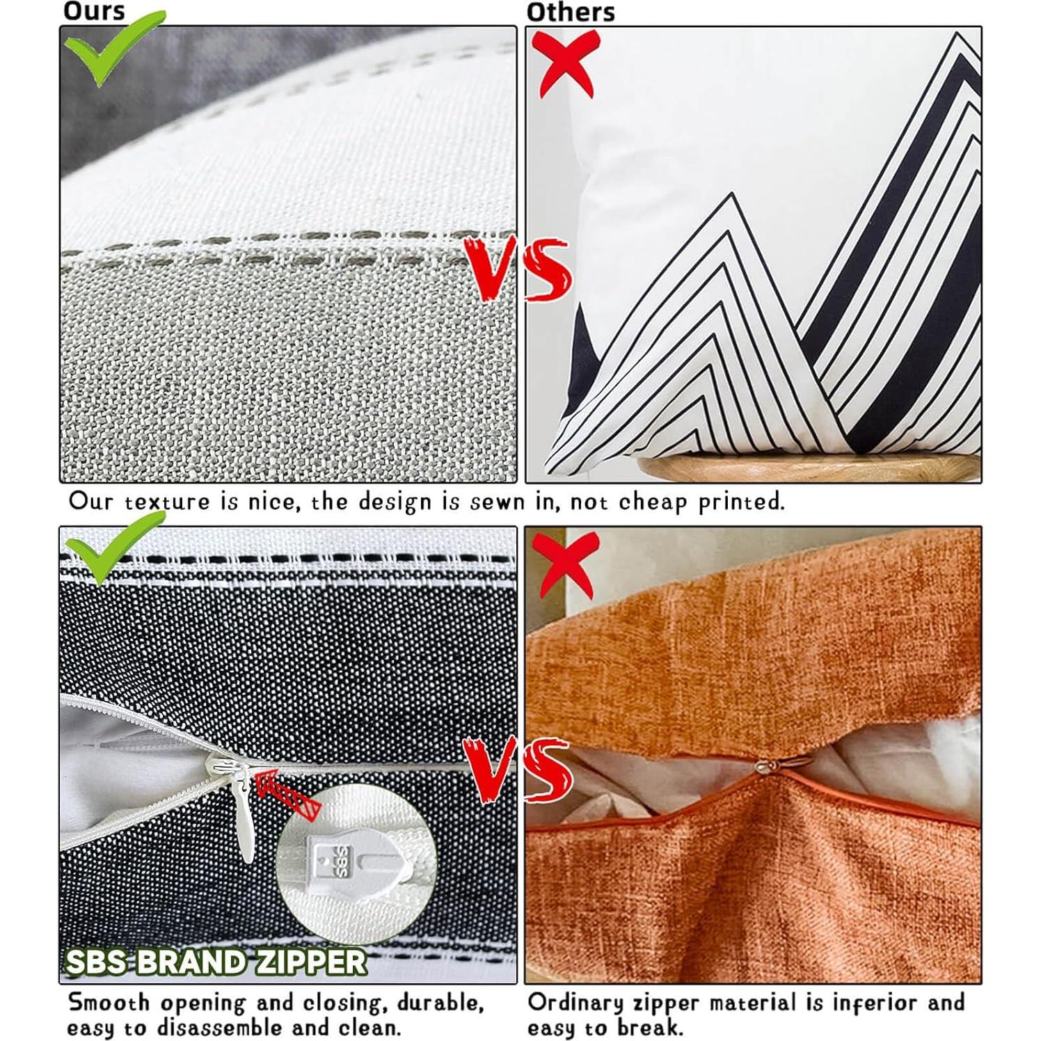 Fundas de Almohada Decorativas AmHoo 40x40cm Rayas Granja - 2 Pzas