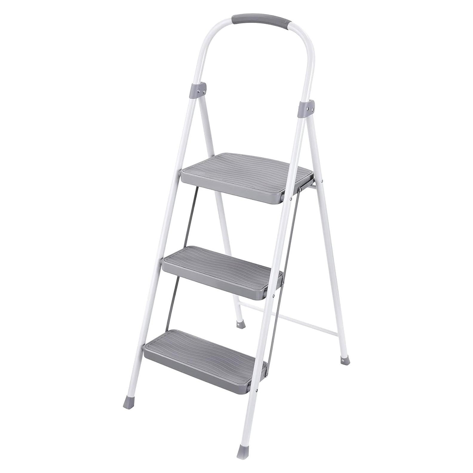 Escalera Plegable Rubbermaid 3 Pasos Acero Blanco 102kg