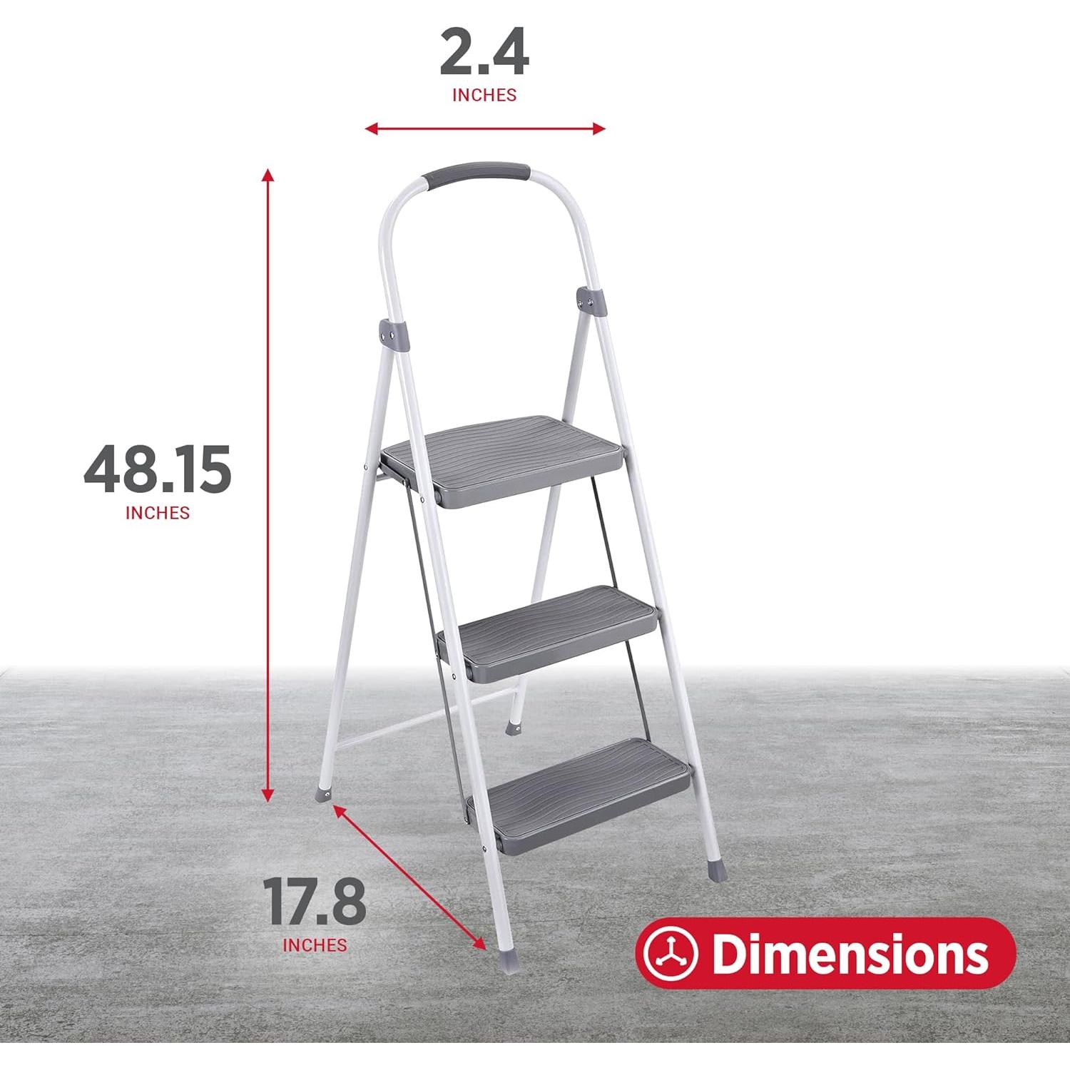 Escalera Plegable Rubbermaid 3 Pasos Acero Blanco 102kg