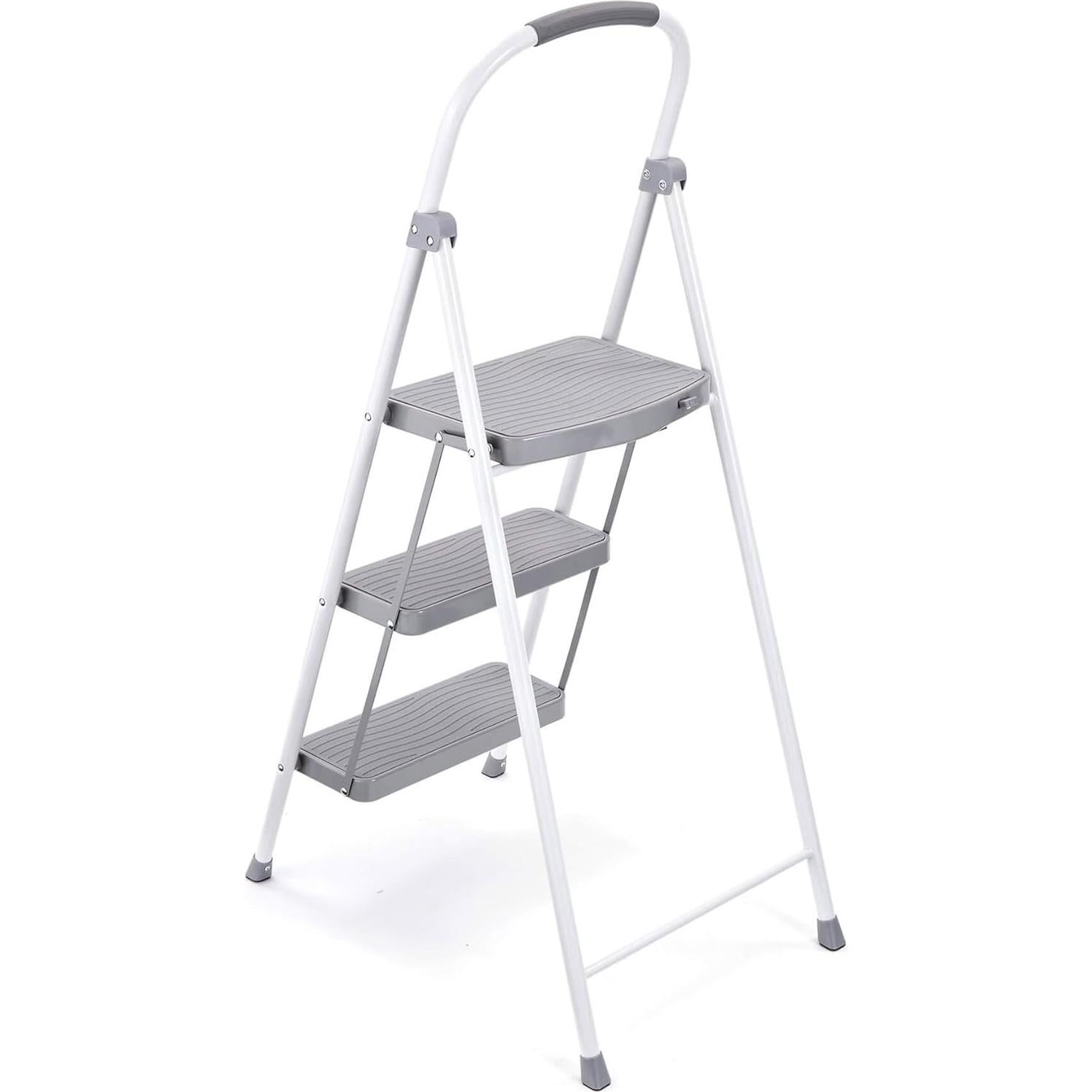 Escalera Plegable Rubbermaid 3 Pasos Acero Blanco 102kg