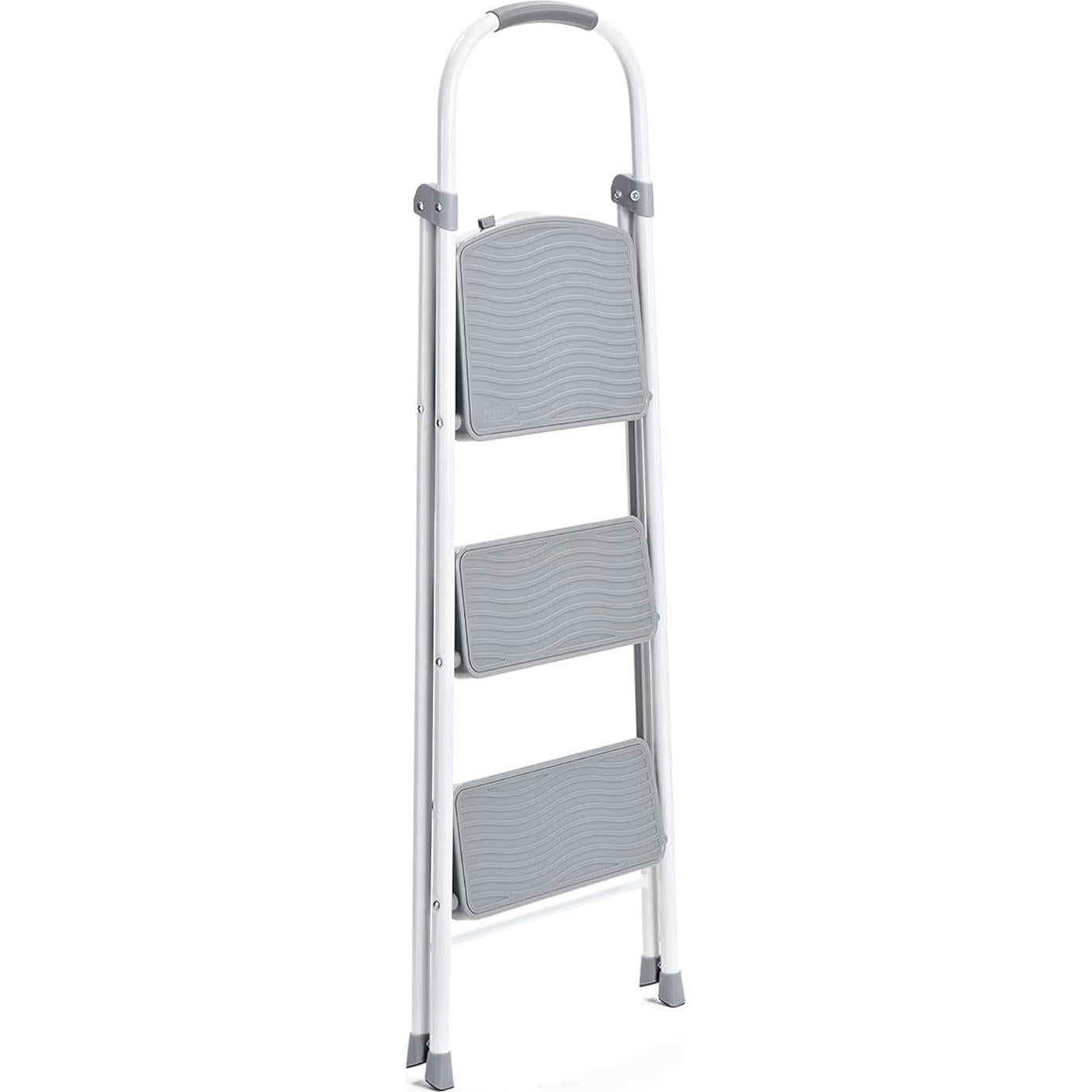 Escalera Plegable Rubbermaid 3 Pasos Acero Blanco 102kg