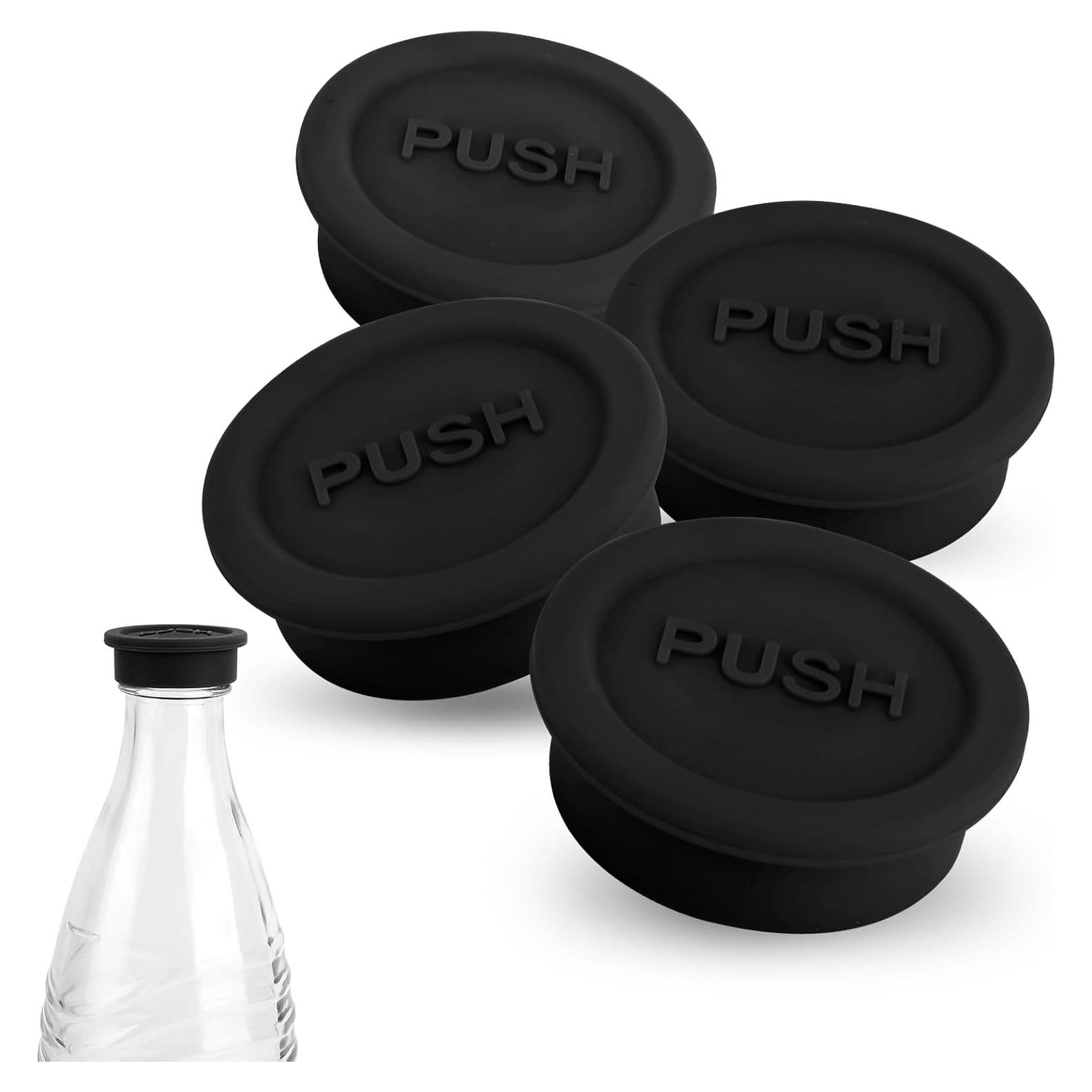 4 Tapas de Botellas de Silicona Reutilizables Gosknor - Negro