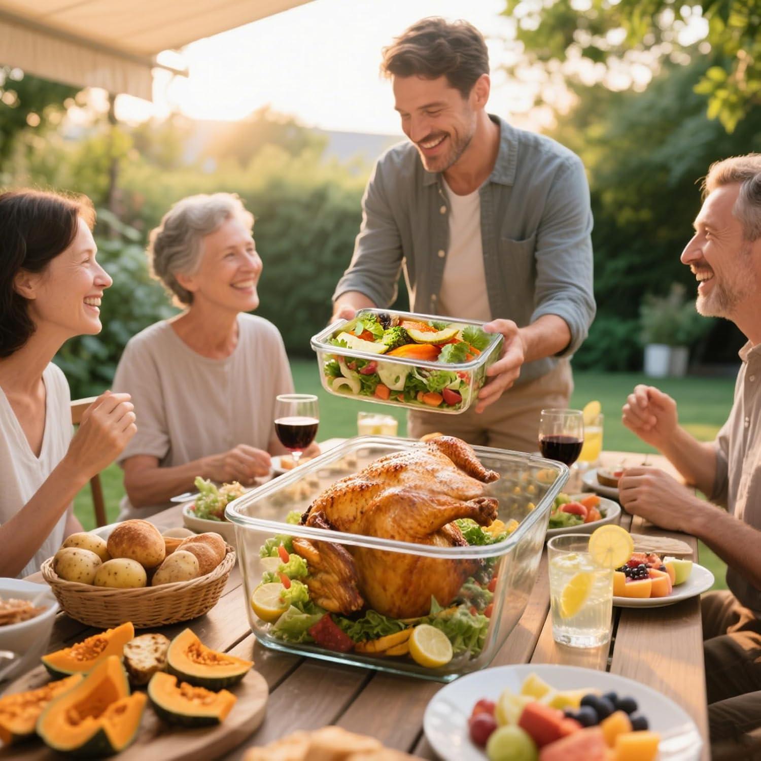 Contenedores de Almacenamiento de Alimentos de Vidrio KOMUEE 2 Piezas 6L y 2.2L