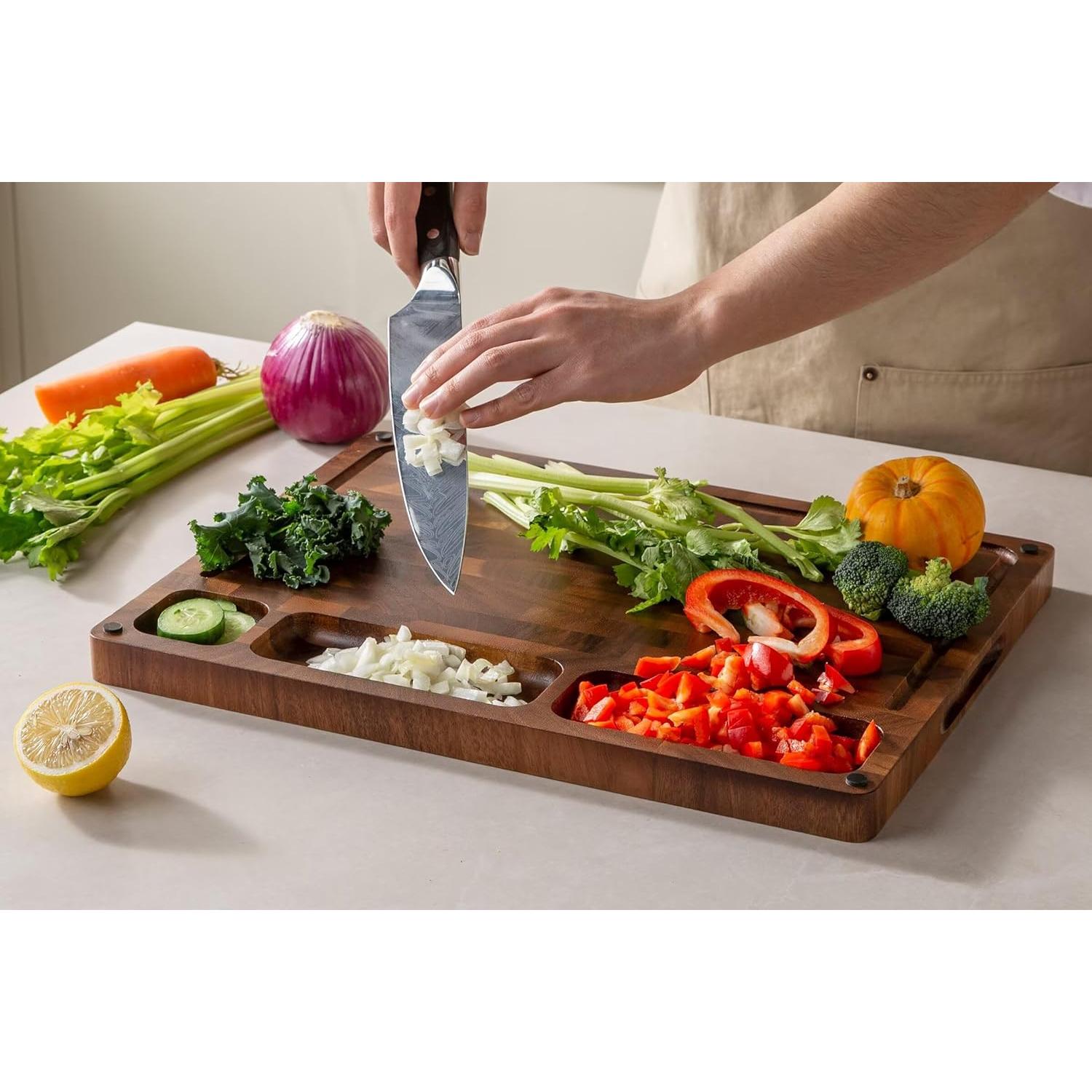 Tabla de Cortar de Madera de Nogal THETCHRY 43x33 cm Doble Cara