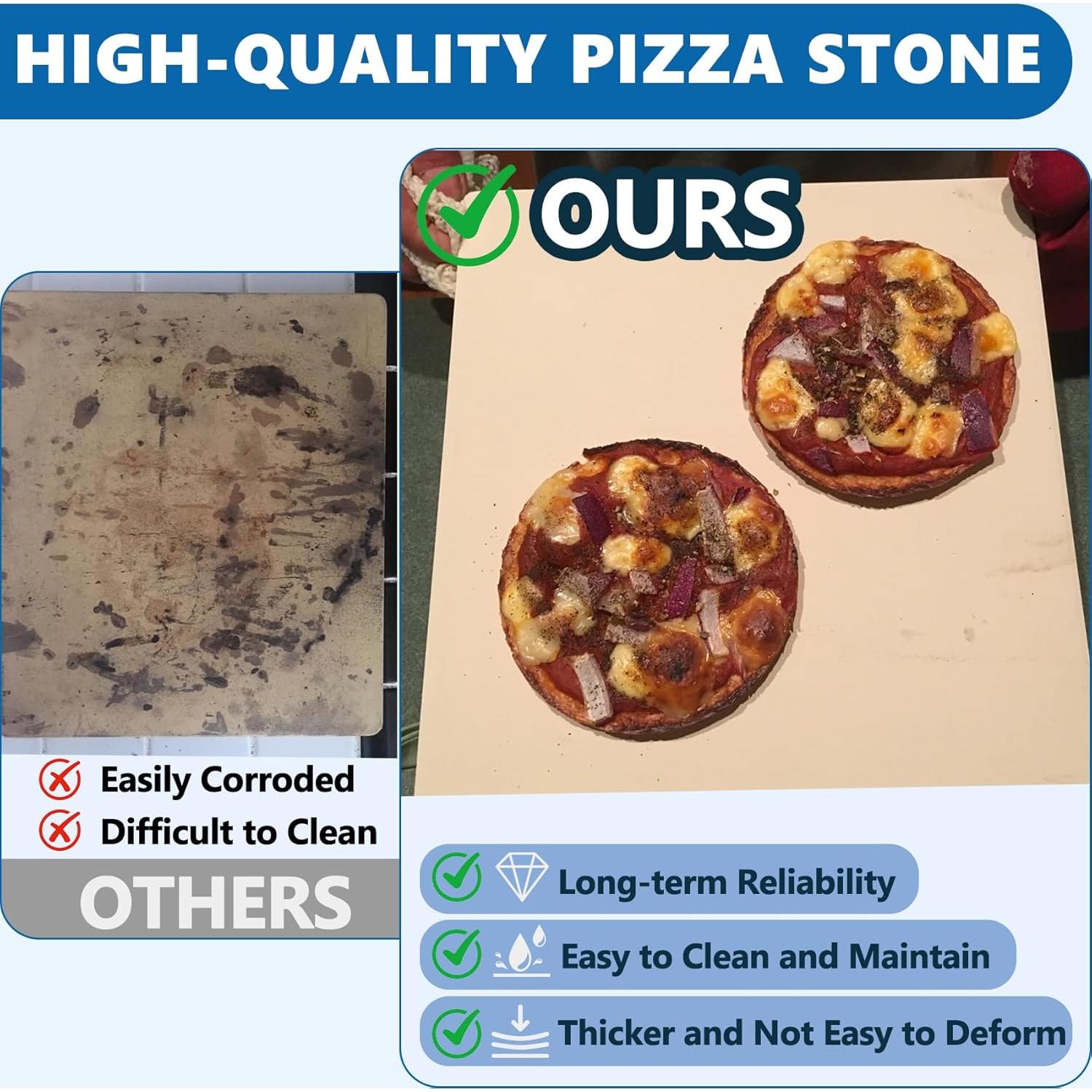 Piedra para Pizza Cuadrada SafBbcue 33.5x33.5cm para Horno