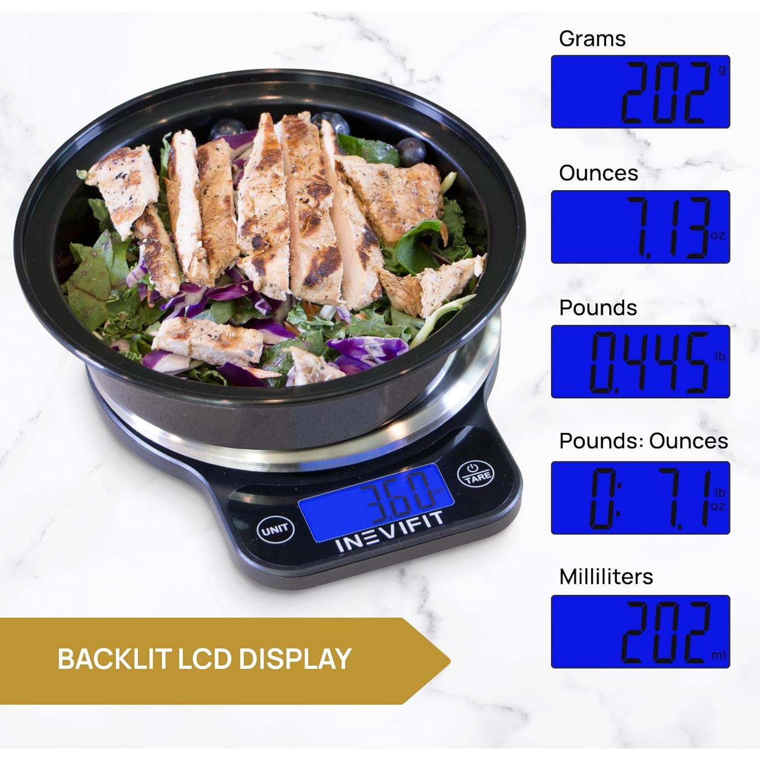 Báscula de Cocina Digital INEVIFIT 6 kg Acero Inoxidable
