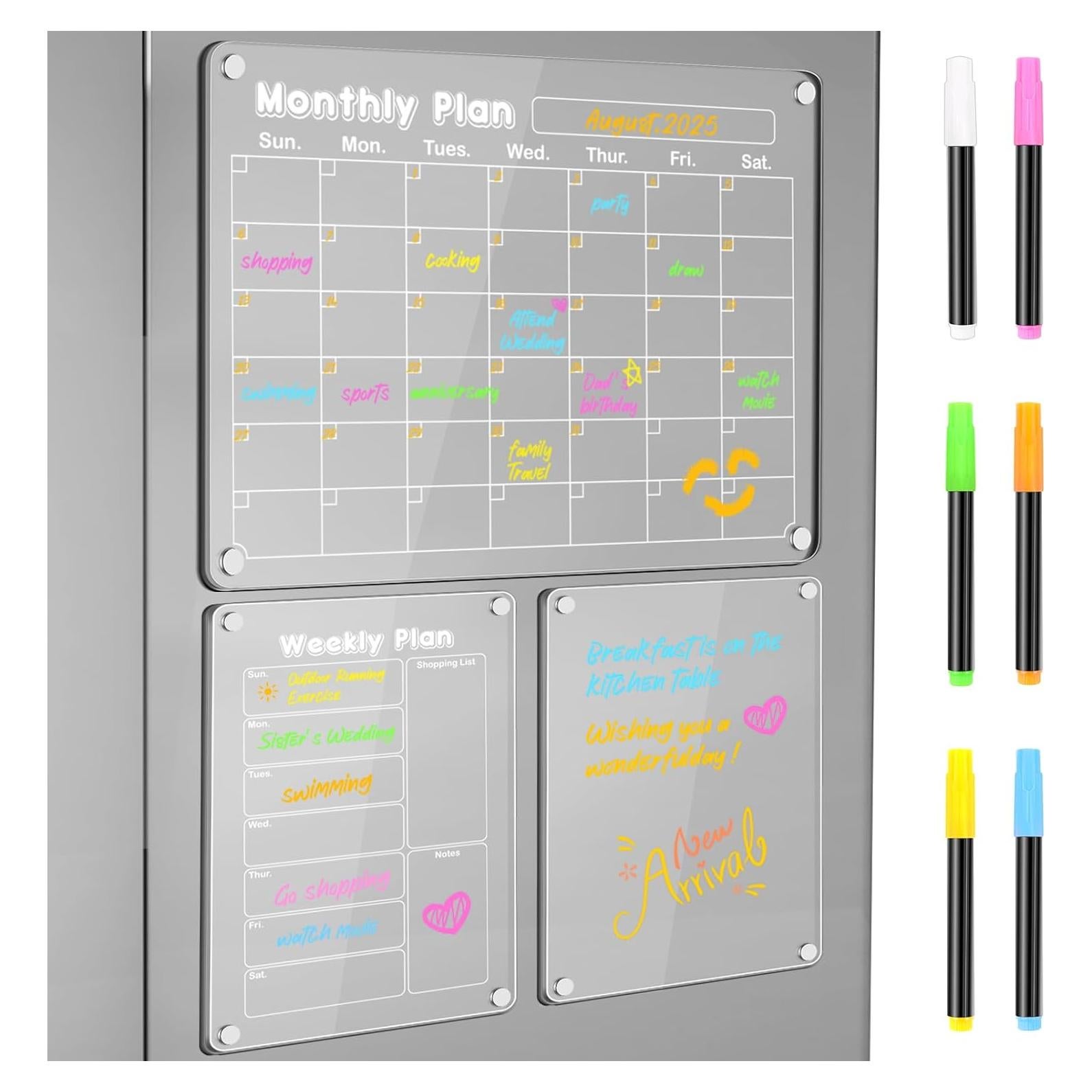 Set de Calendarios Magnéticos Acrílicos DIYMAG 3 Piezas 38.1x27.9cm